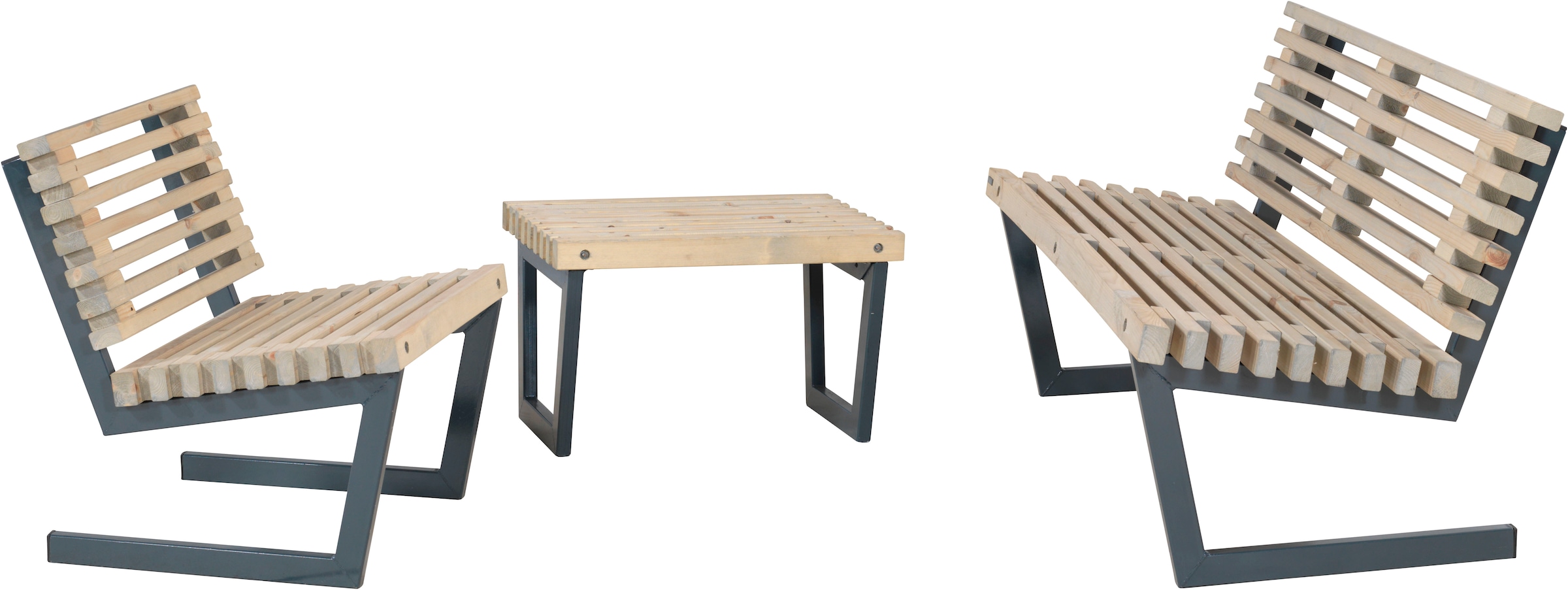 PLUS Gartenlounge-Set »»Siesta« Loungeset 2«, (3 tlg.), bestehend aus: Sofa, Stuhl und Bank/Tisch