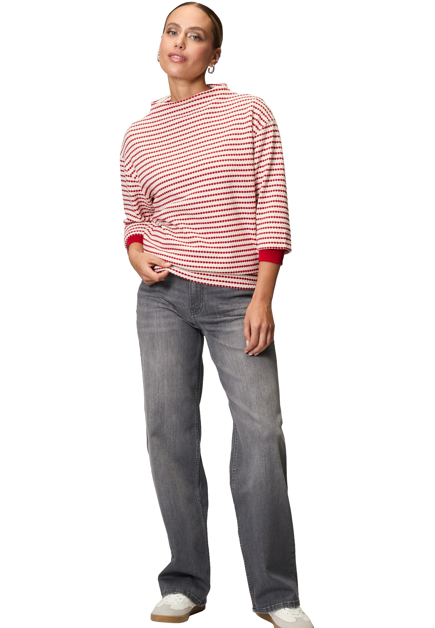 Zero Sweatshirt »zero Sweatshirt geringelt mit 3/4 Ärmel«, Plain/ohne Details