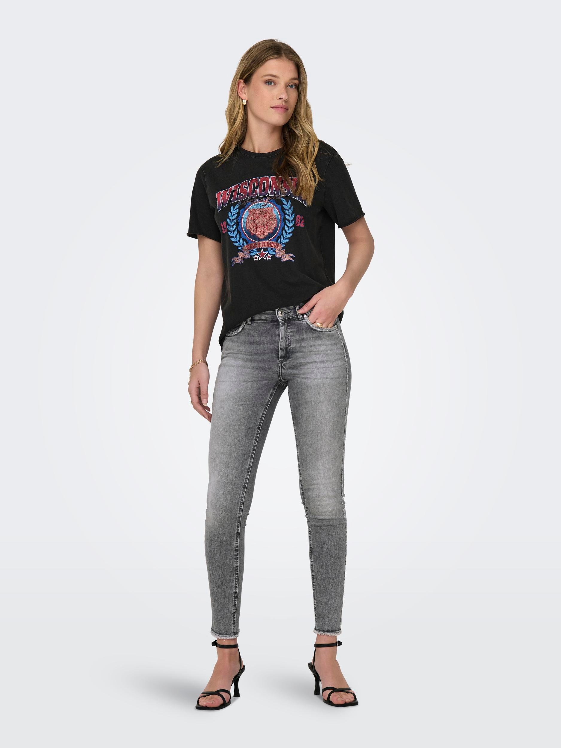 ONLY Skinny-fit-Jeans "ONLBLUSH MW SKINNY DECO ANK RW REA0918" günstig online kaufen