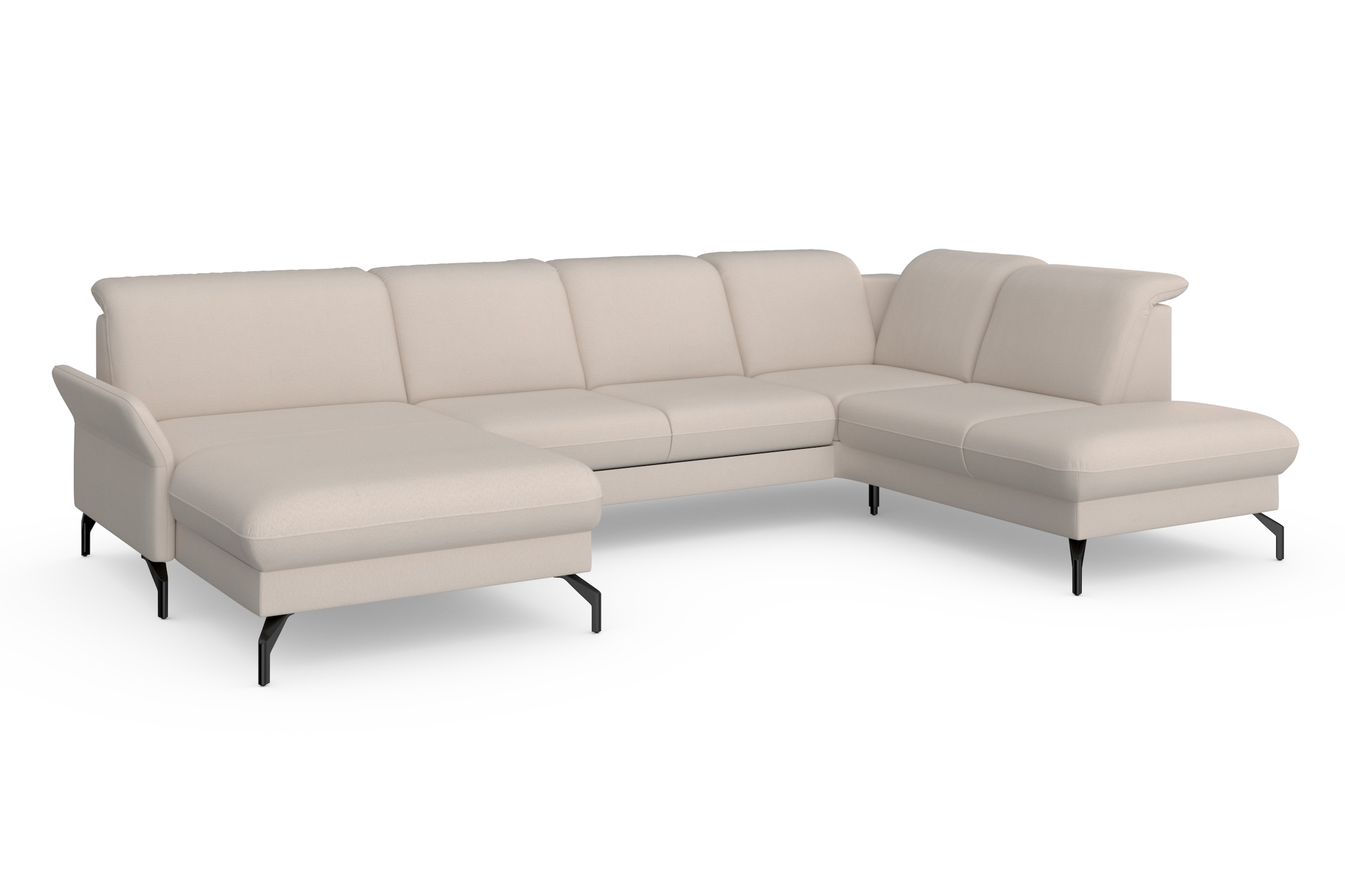 sit&more Wohnlandschaft »Fashion U-Form« wahlweise mit Kopfteilverstellung, Vorziehsitz, motorisch, Metallfüße