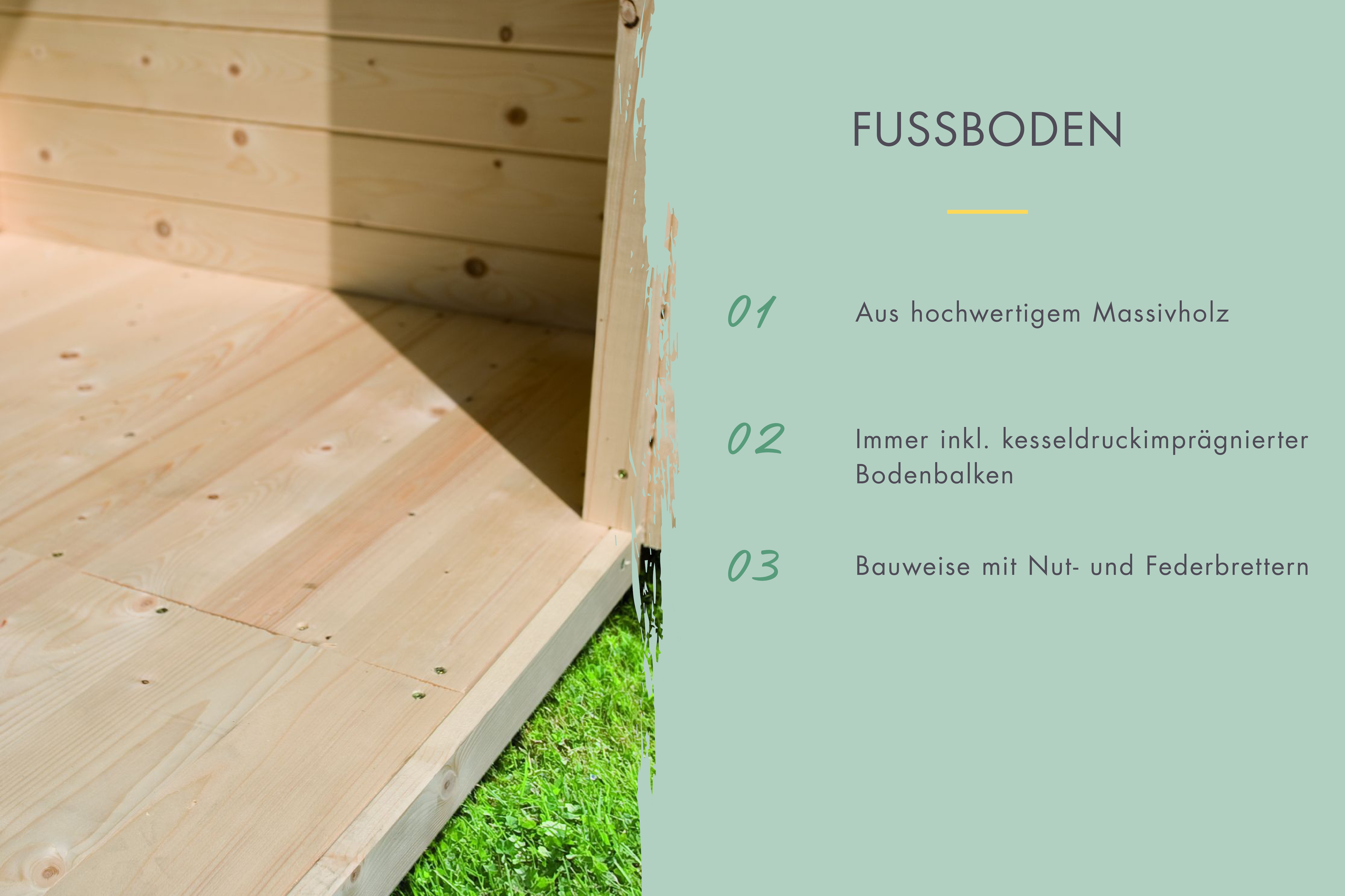 Karibu Gartenhaus-Fußboden "für Sockelmaß 2,38m x 2,13m"
