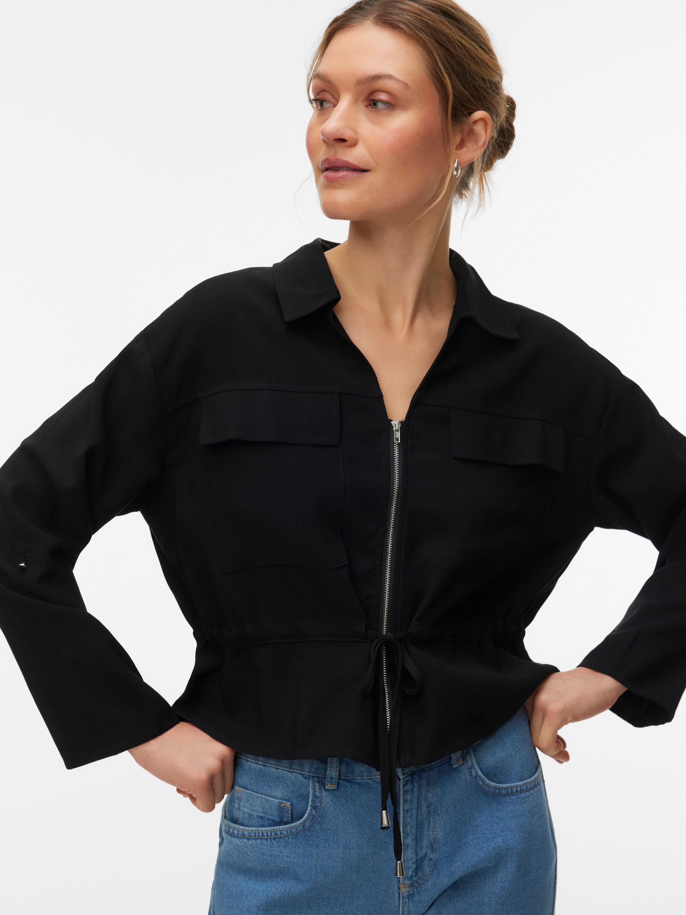 Vero Moda Langarmbluse "VMKATIE LS SHIRT WVN NOOS" Materialmix günstig online kaufen