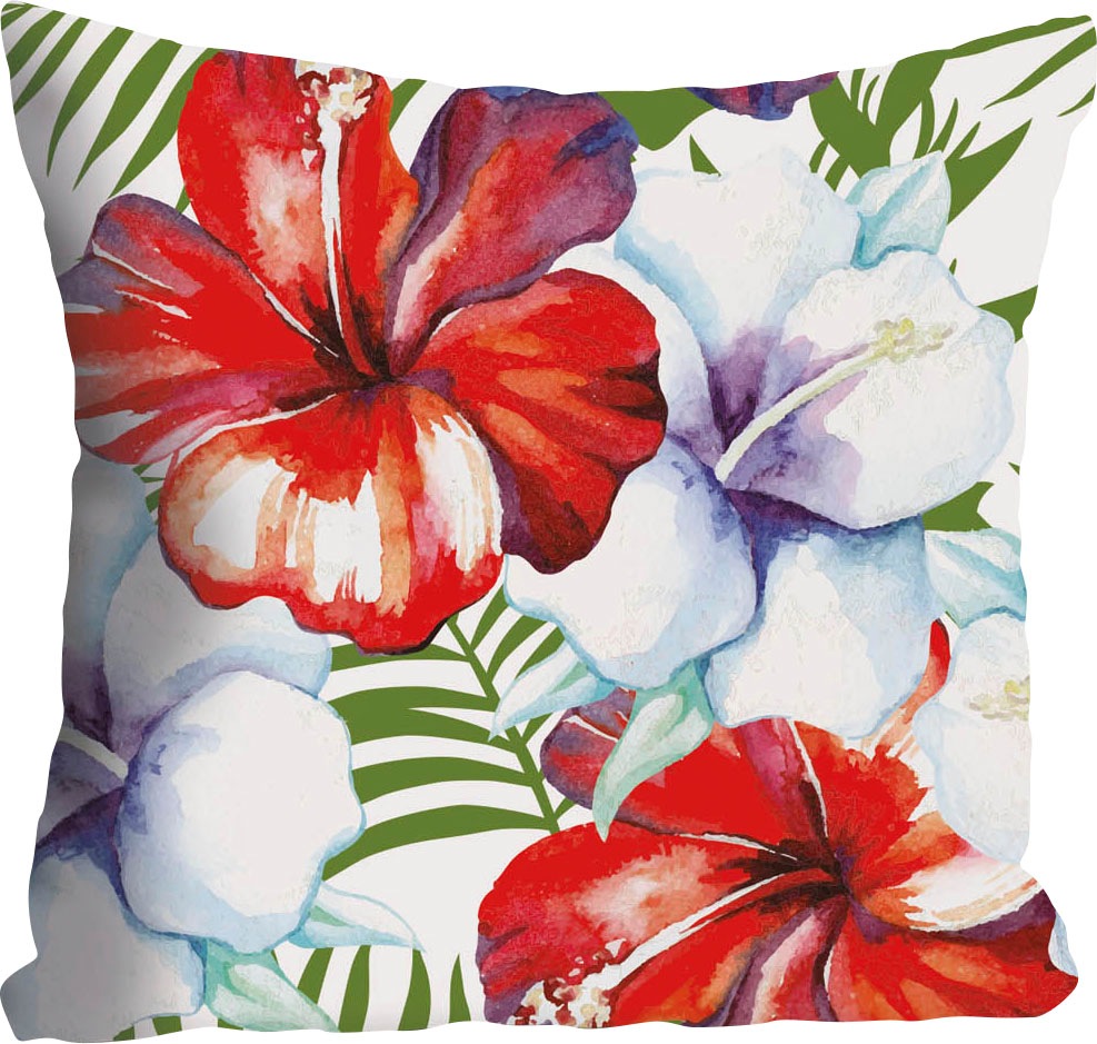 queence Dekokissen »Liam«, Kissenhülle,Hibiscusblüten,Florales Muster,Tropisch,Exotisch,Bunt