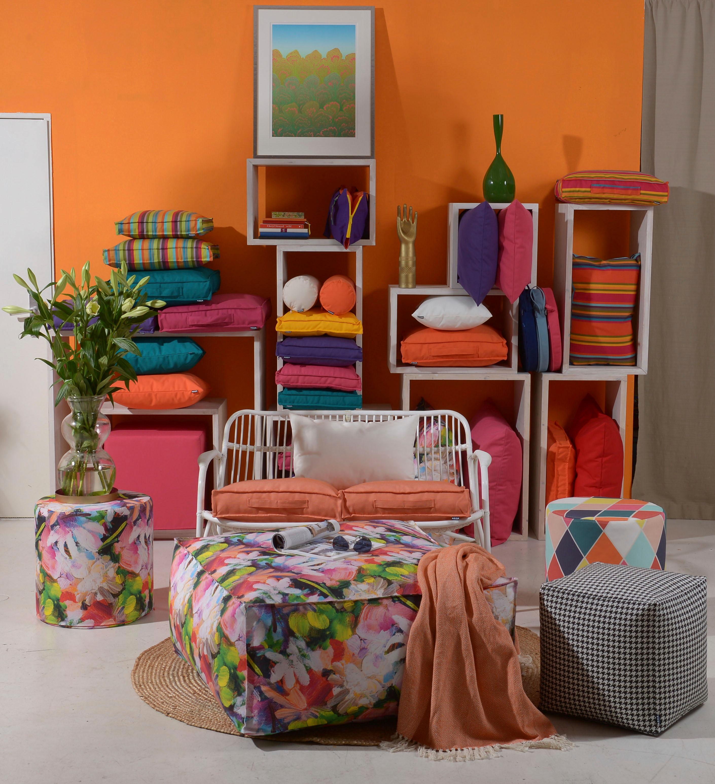 Thumbnail - H.O.C.K. Dekokissen "Yucatan" mit bunten Streifen, Kissenhülle mit Füllung, 1 Stück