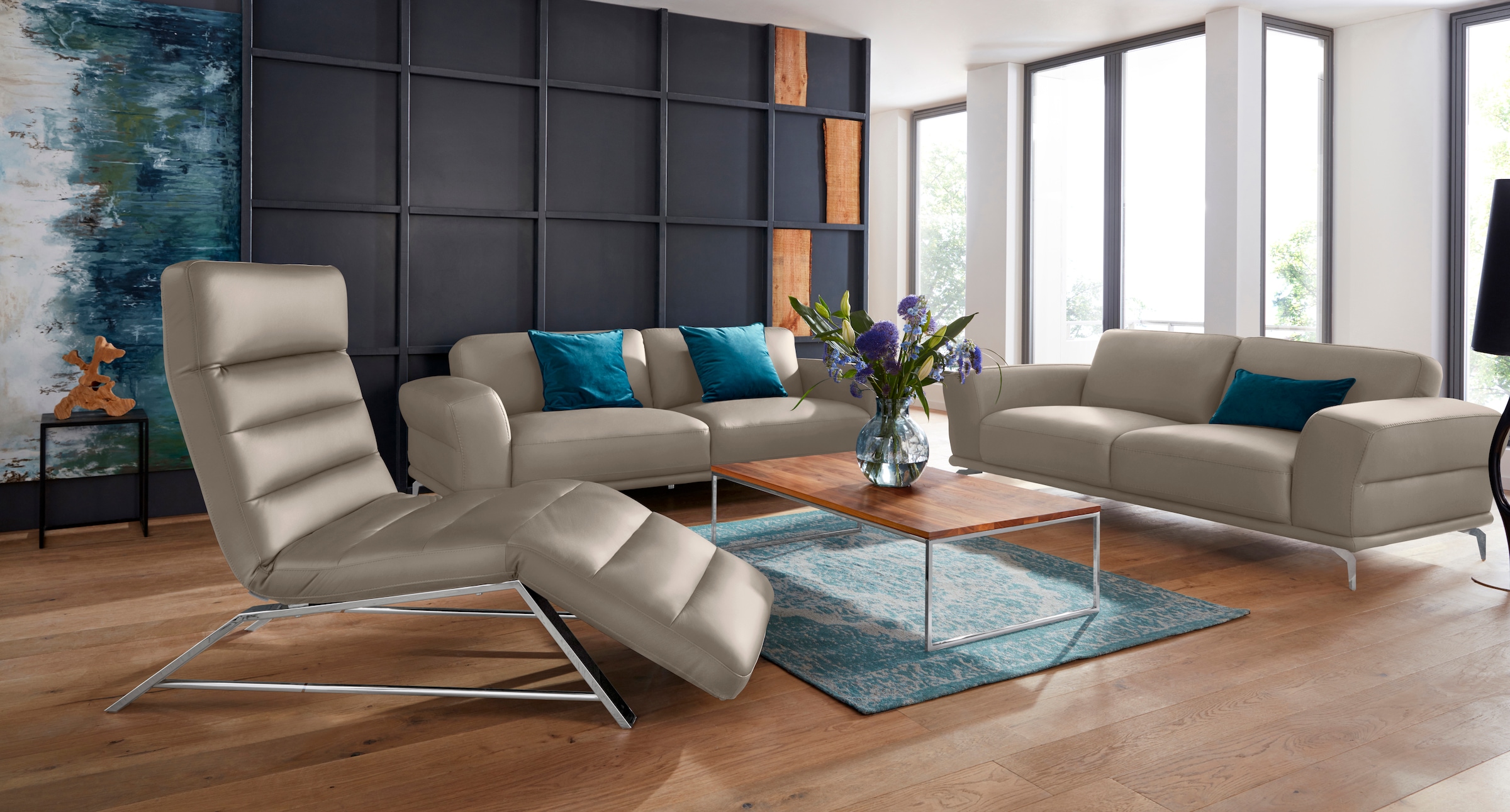 W.SCHILLIG 2,5-Sitzer »montanaa Designsofa mit erstklassigem Sitzkomfort, Ferderkern« mit Metallfüßen in Chrom glänzend, Breite 212 cm