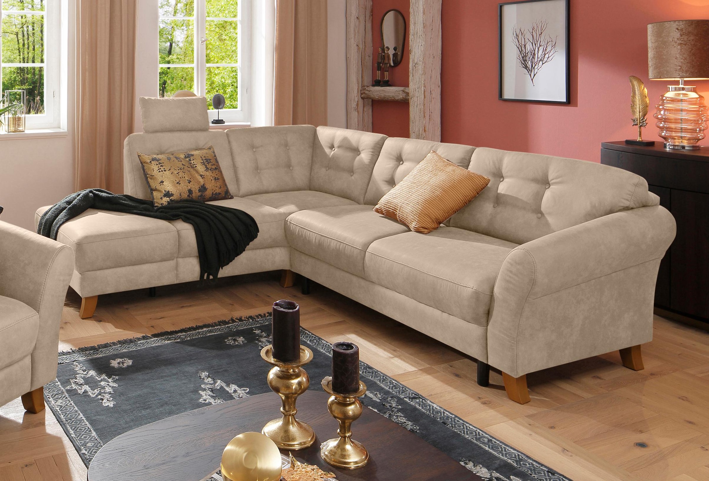 OTTO home Ecksofa "Trondheim L-Form, B: 260 cm, Federkern, Komfortsitz" mit Schlaffunktion, optional mit Stauraum, Eckcouch frei stellbar