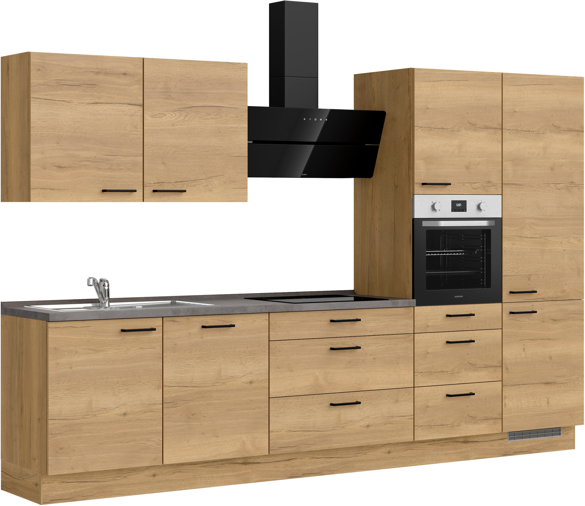 nobilia® Küchenzeile »"Structura II"«, vormontiert, Ausrichtung wählbar, Breite 330 cm, wahlw. mit E-Geräten