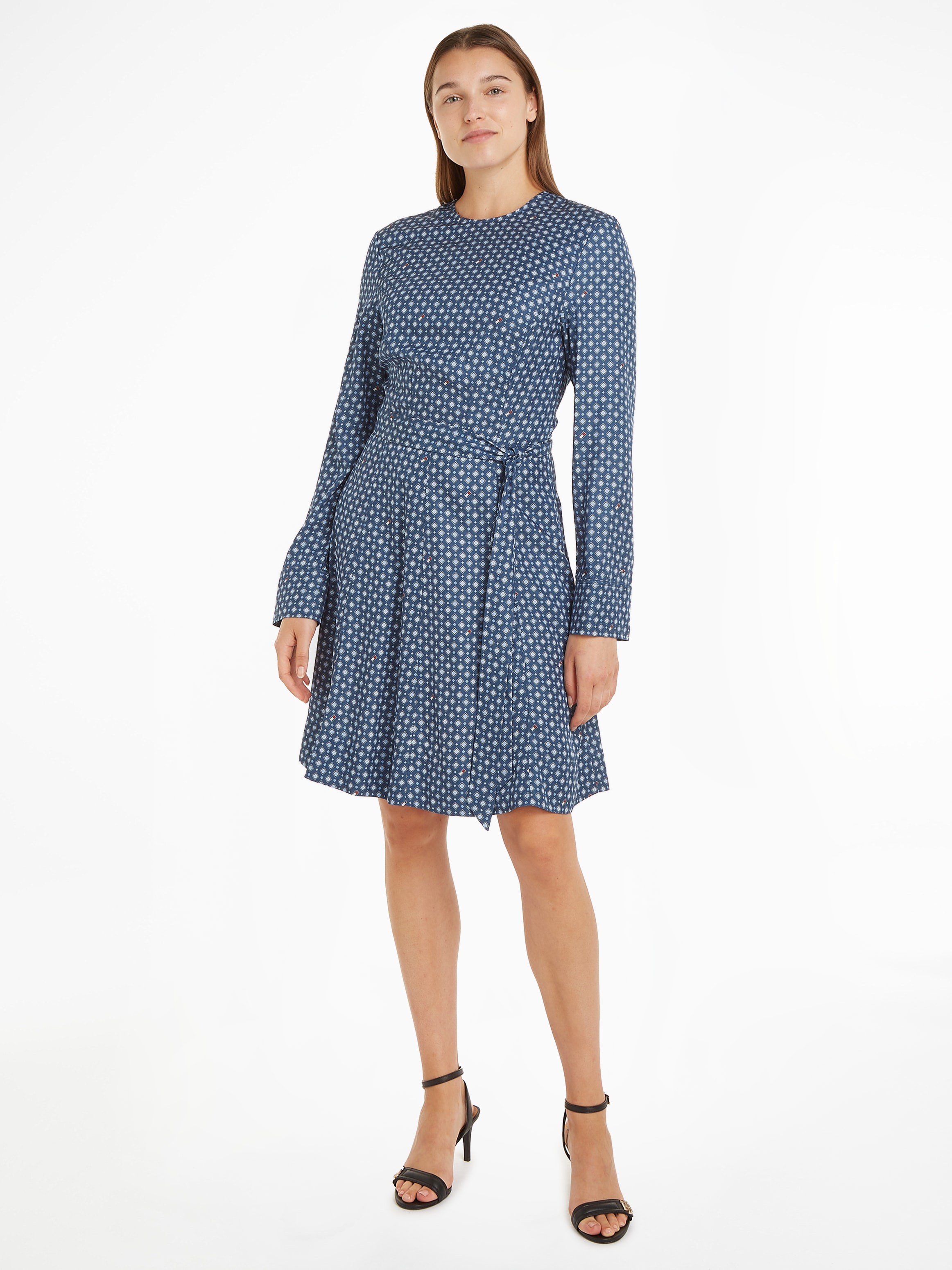 Tommy Hilfiger Blusenkleid "FOULARD FIT & FLARE KNEE DRESS", mit Tommy Hilfiger Markenlabel