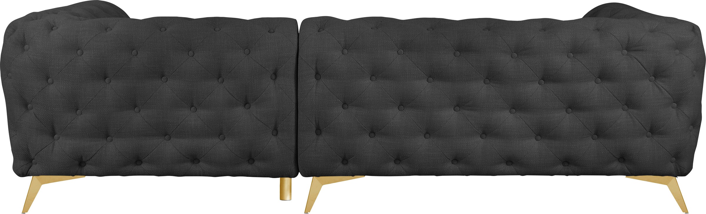 Leonique Chesterfield-Sofa »Ecksofa GLYNIS L-Form mit Wellenunterfederung, Maße B/T/H 264/204/75cm«, aufwändige Knopfheftung, moderne Chesterfield Optik, Fußfarbe wählbar