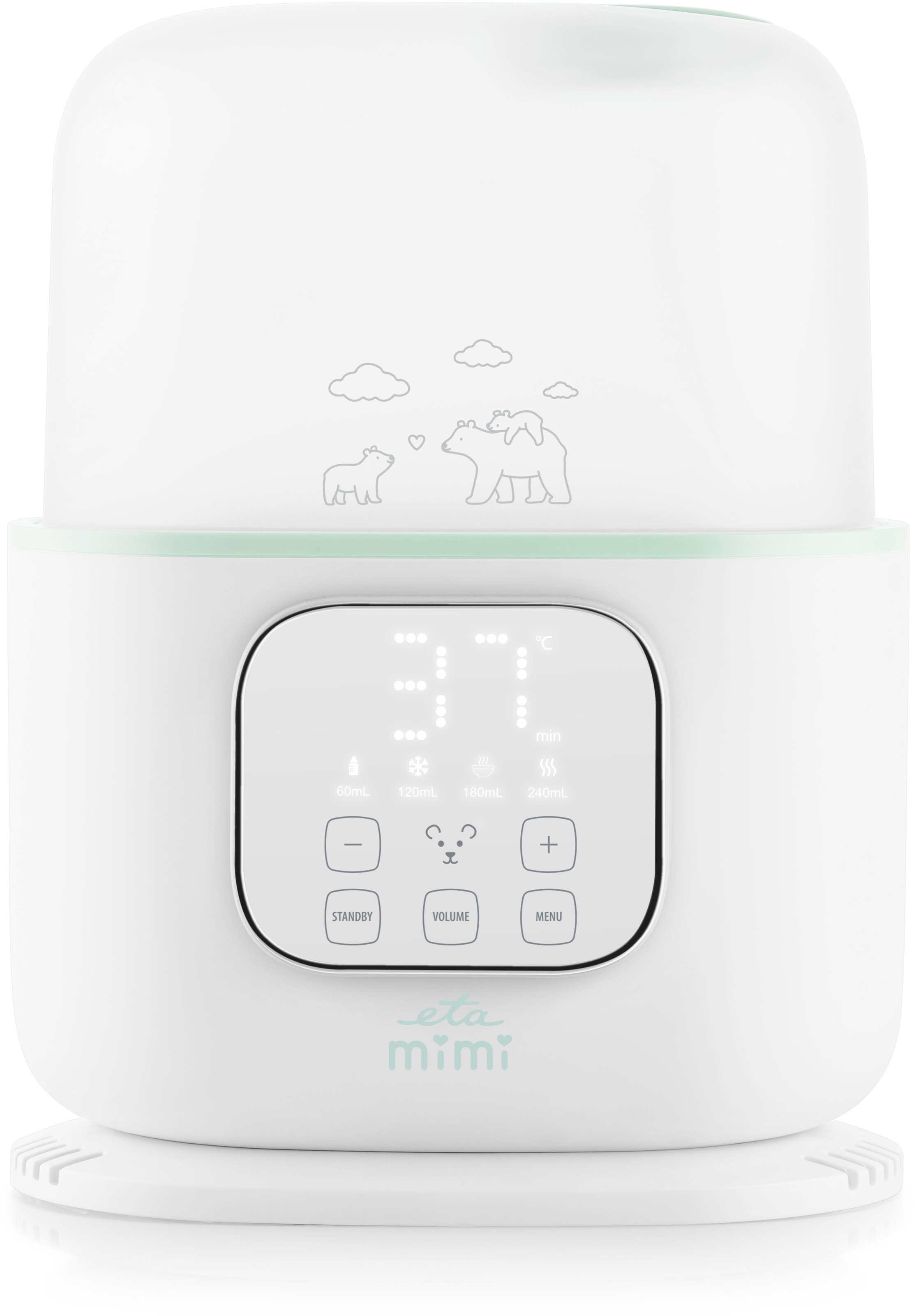 ETA Kinder Babyflaschenwärmer "Mimi ETA330690000", weiß, ABS-Kunststoff, B:19,7cm H:27,7cm T:15,8cm, Babykostwärmer, Wärmer und Sterilisator in einem