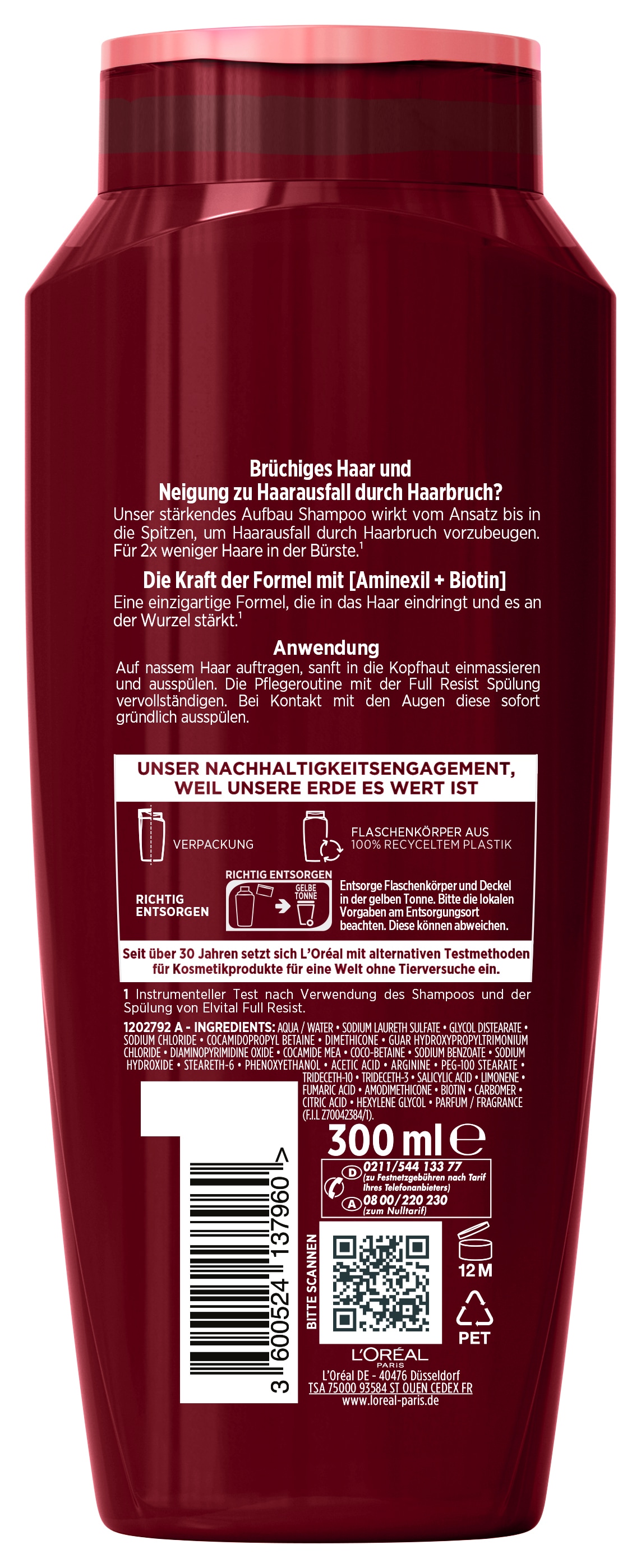 L'ORÉAL PARIS Haarshampoo »L'Oréal Paris Elvital Full Resist Shampoo«, (Packung, 6 tlg.)