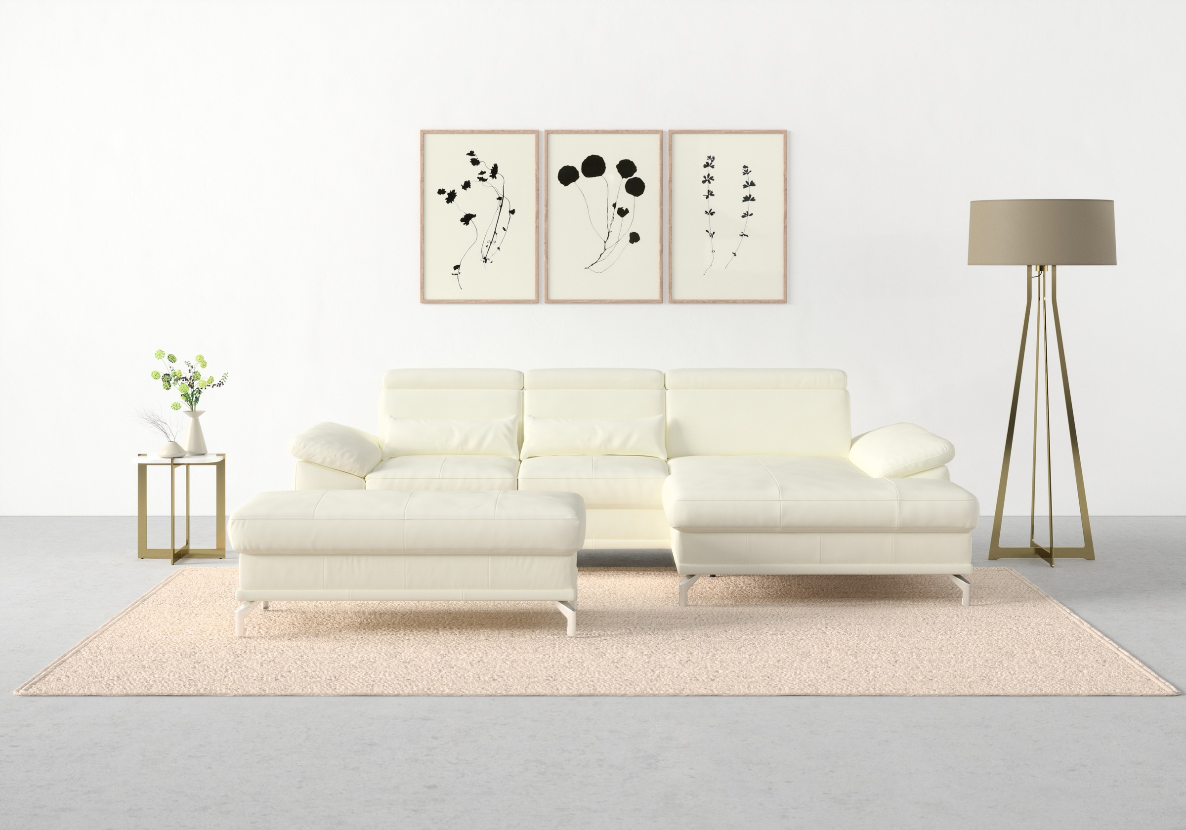 SIT & MORE Cabrio L-Form Corner Sofa Antique White 7