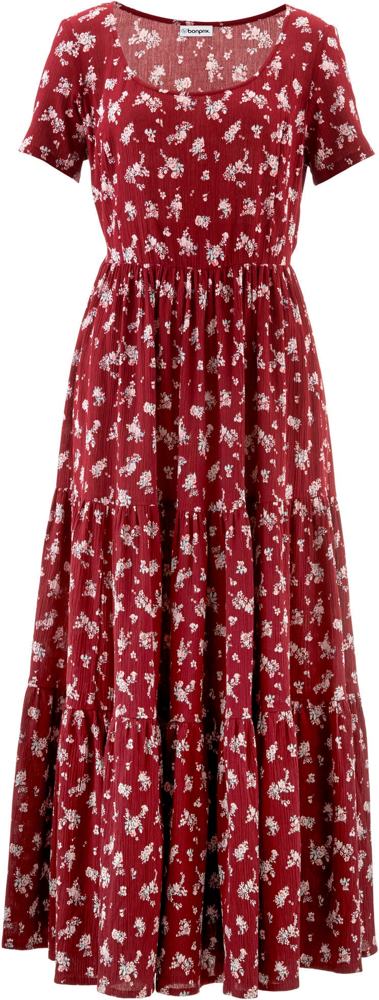 bonprix Maxikleid aus reiner Baumwolle, Loose Fit, Kurzarm-Design, mit Allover-Muster
