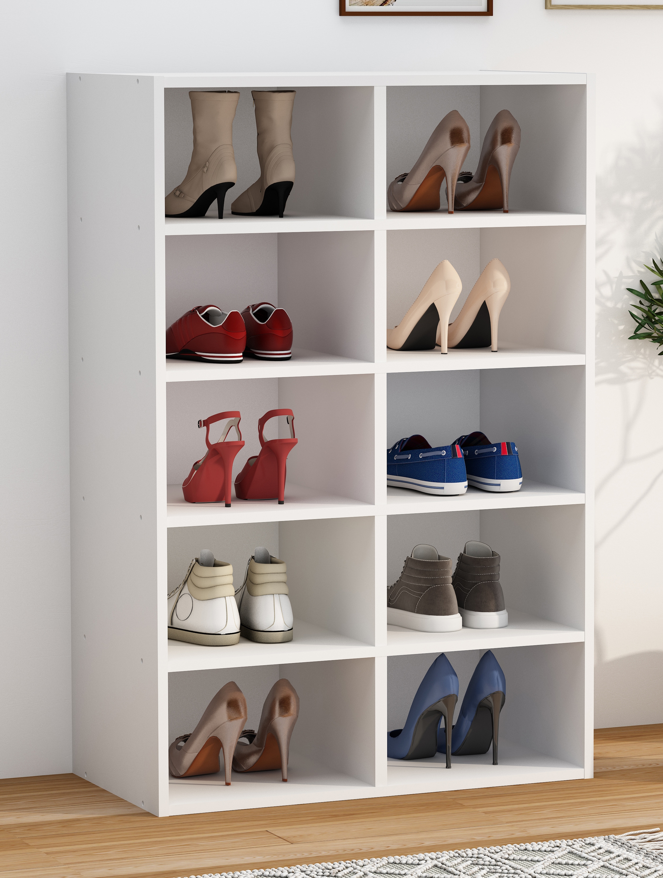 VCM Schuhregal »VCM Holz Schuhregal | Maße ca. H. 84 x B. 55 x T. 30 cm | Schuhkommode mit 10 Fächer | Schuhschrank - Hinsol M«