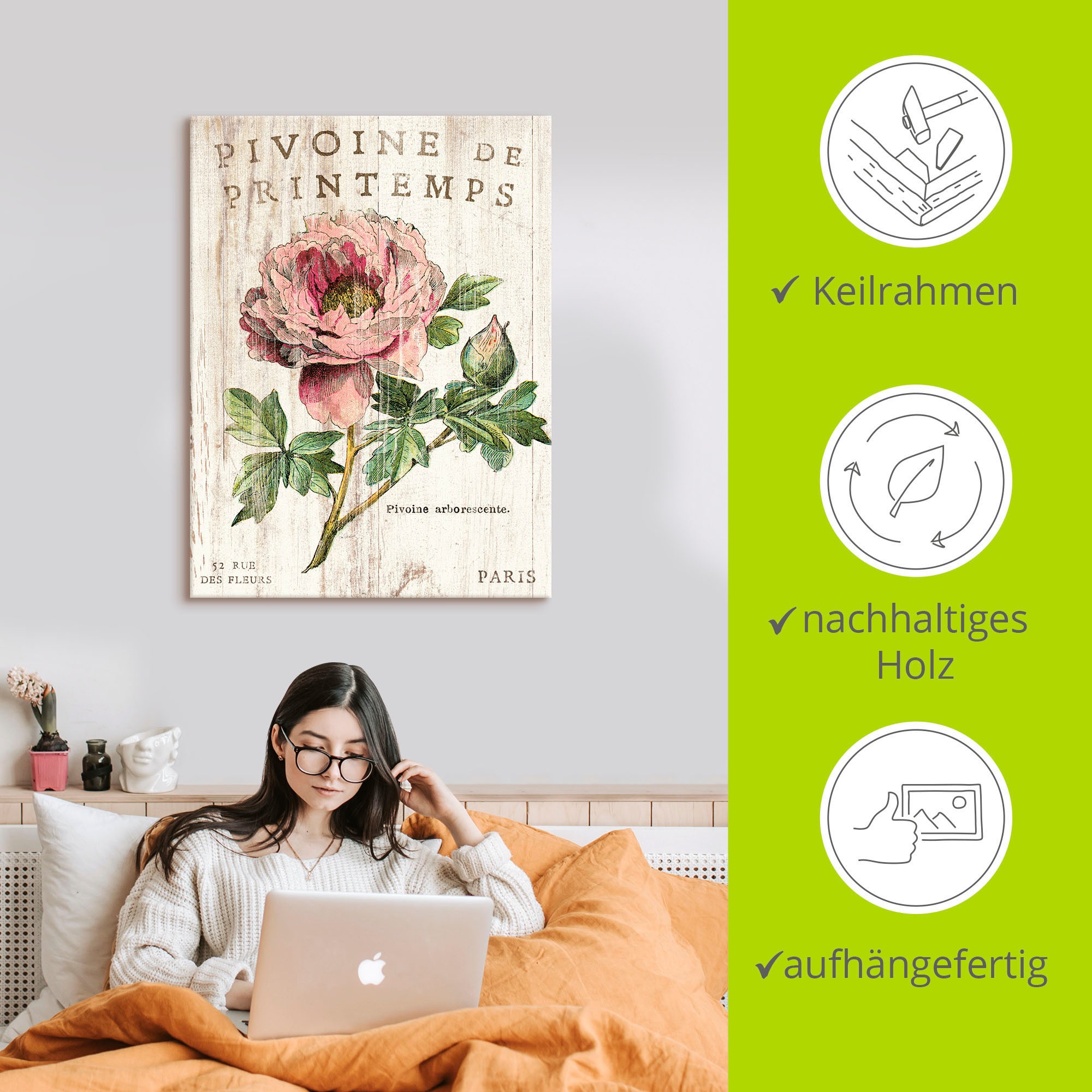 Artland Wandbild »Pfingstrose«, Blumen, (1 St.), als Leinwandbild, Poster, Wandaufkleber in verschied. Größen