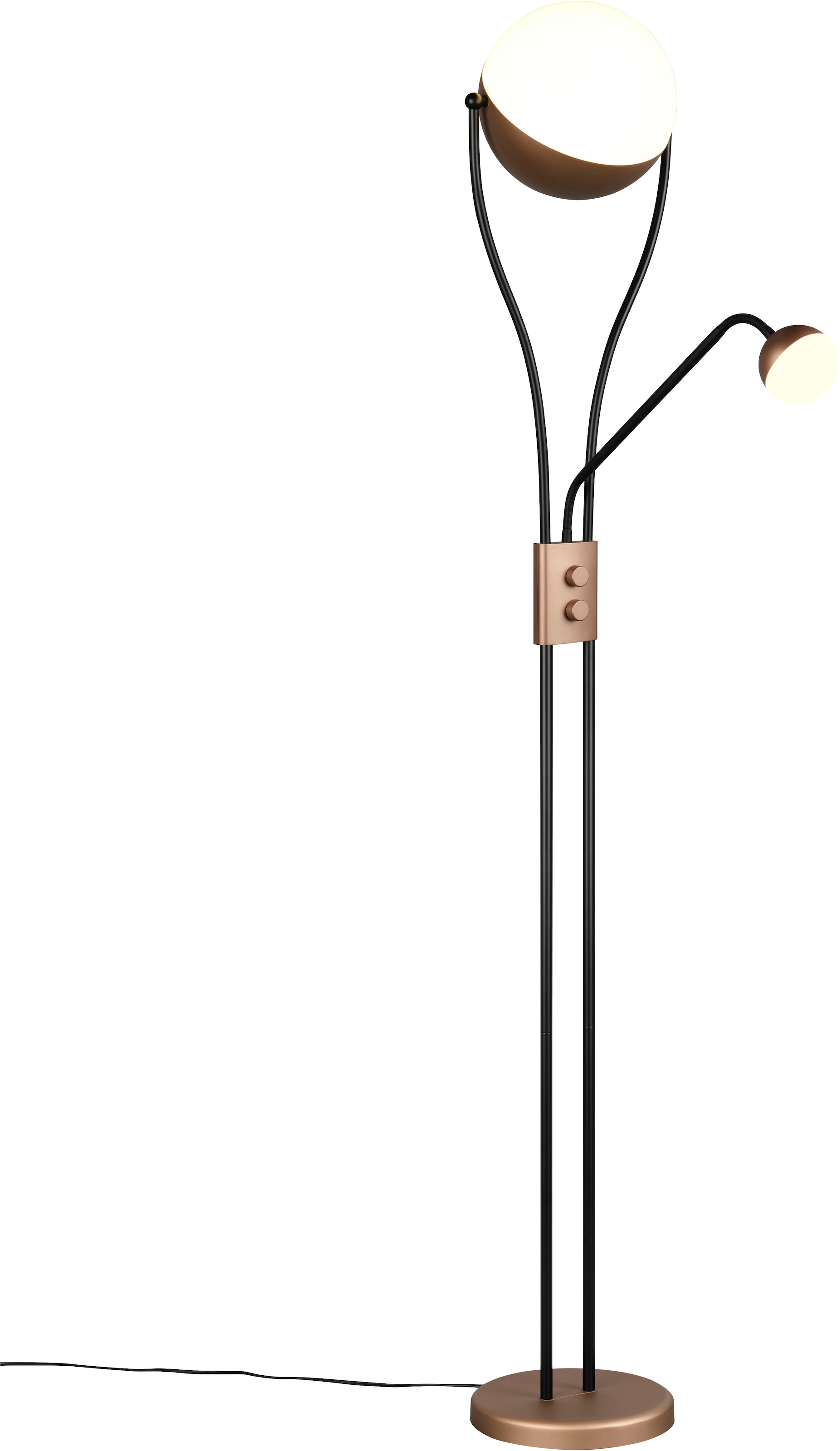 TRIO Leuchten LED Stehlampe »CHRIS, LED Stehleuchte Höhe 180cm, mit Lesearm, Drehdimmer«, 2 flammig, Leuchtmittel LED-Board-LED-Board | LED fest integriert-LED fest integriert, flexibles Leselicht getrennt schalten + dimmen, warmweißes Licht 3000K