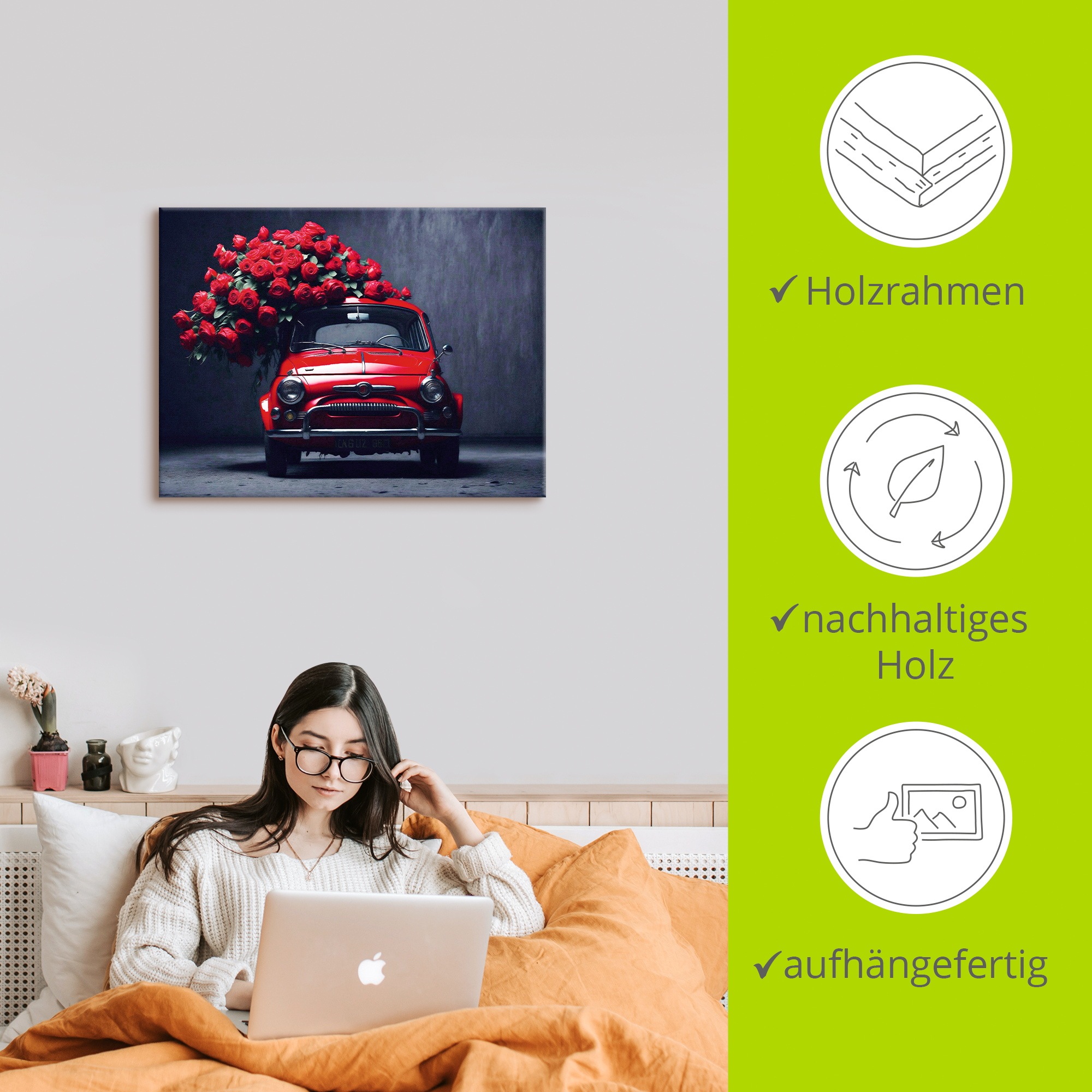 Wandbild ARTLAND "Rote Rosen für den kleinen Italiener", farbe bild(er): rot, B:60cm H:45cm, Bilder, als Alubild, Leinwandbild, Poster, Wandaufkleber in verschied. Größen 2