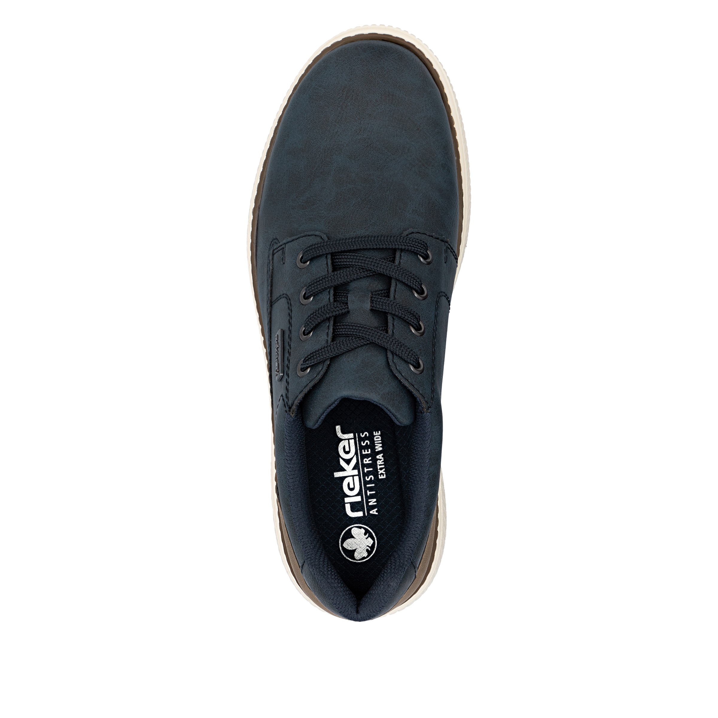 Sneaker RIEKER, Herren, Gr. 44, dunkelblau, nuss, Lederimitat, unifarben mit Farbeinsatz, Schuhe Sneaker, Halbschuh, Schnürschuh, Casual Sneaker mit weichem Schaftrand, TEX, Topseller 3