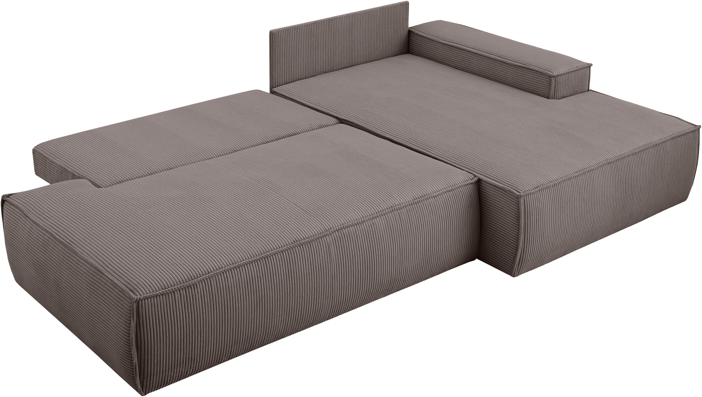 Home affaire Ecksofa »SHERWOOD, Schlafsofa in L-Form offen (275cm), Cord, Leinenoptik«, Schlaffunktion und Bettkasten, Kedernaht, hoher Sitz- & Liegekomfort