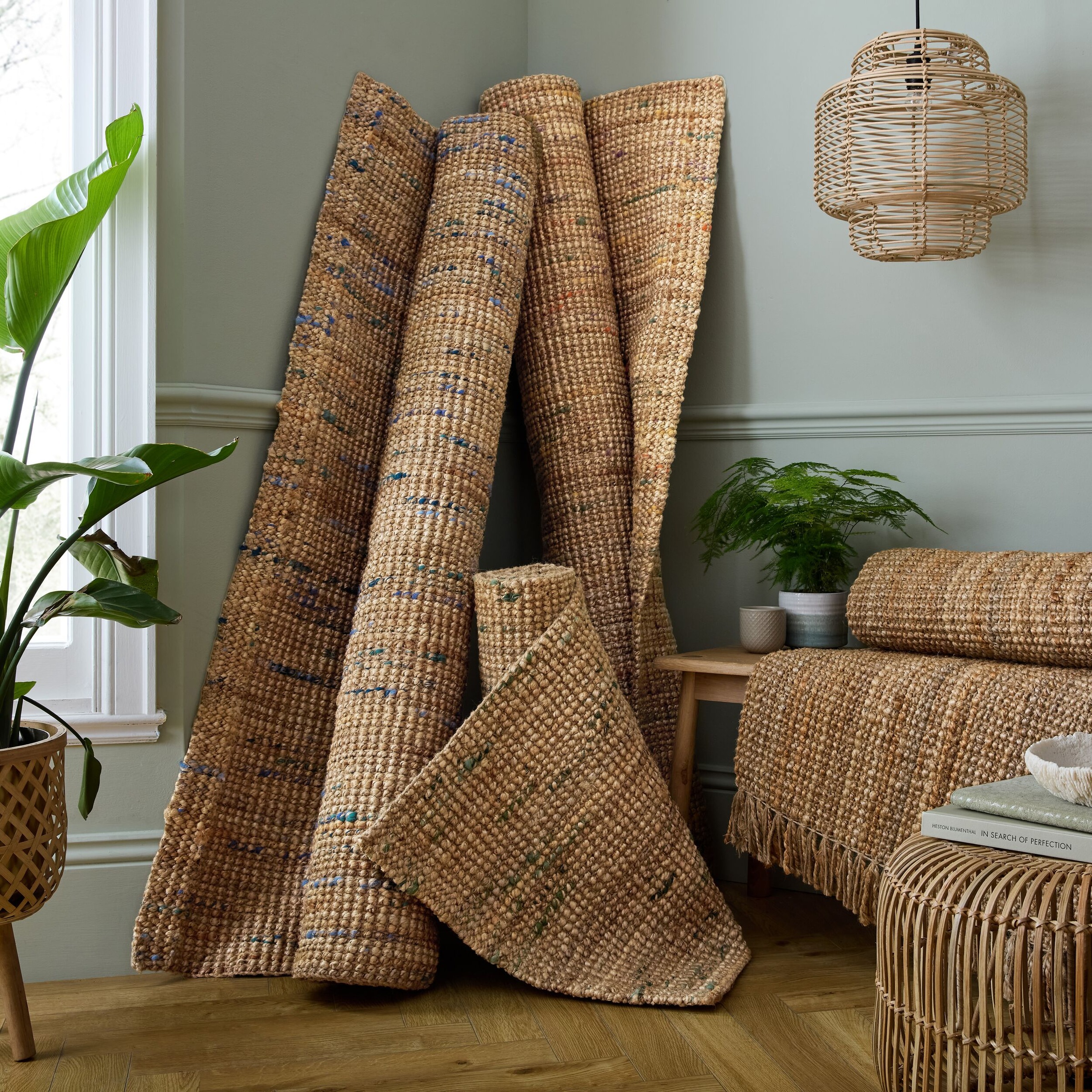 FLAIR RUGS Teppich »Jute Boucle«, rechteckig, 7 mm Höhe, aus 100% Jute, mit Fransen, aus Naturfasern