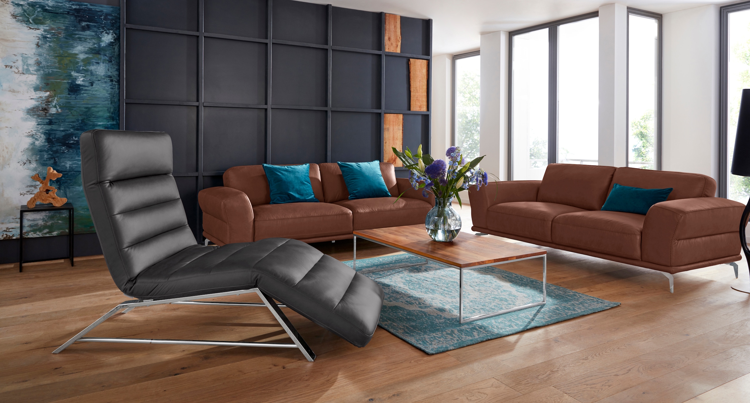 W.SCHILLIG 2,5-Sitzer »montanaa«, mit Metallfüßen in Chrom glänzend, Breite 212 cm