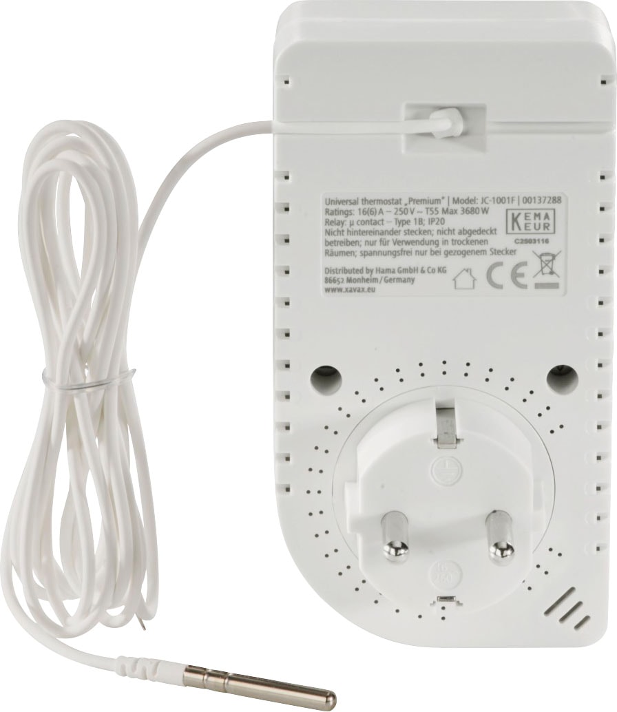 Xavax Raumthermostat »Steckdosen-Thermostat«, für Infrarotheizung, Klimagerät, Steckerthermostat mit Fühler
