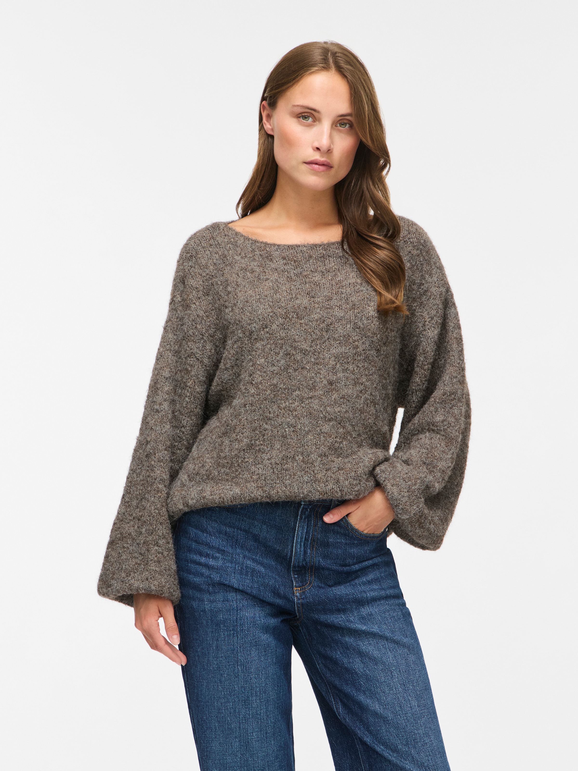 Vila Strickpullover »VIMARLEY L/S KNIT PULLOVER- NOOS« Materialmix, regular fit