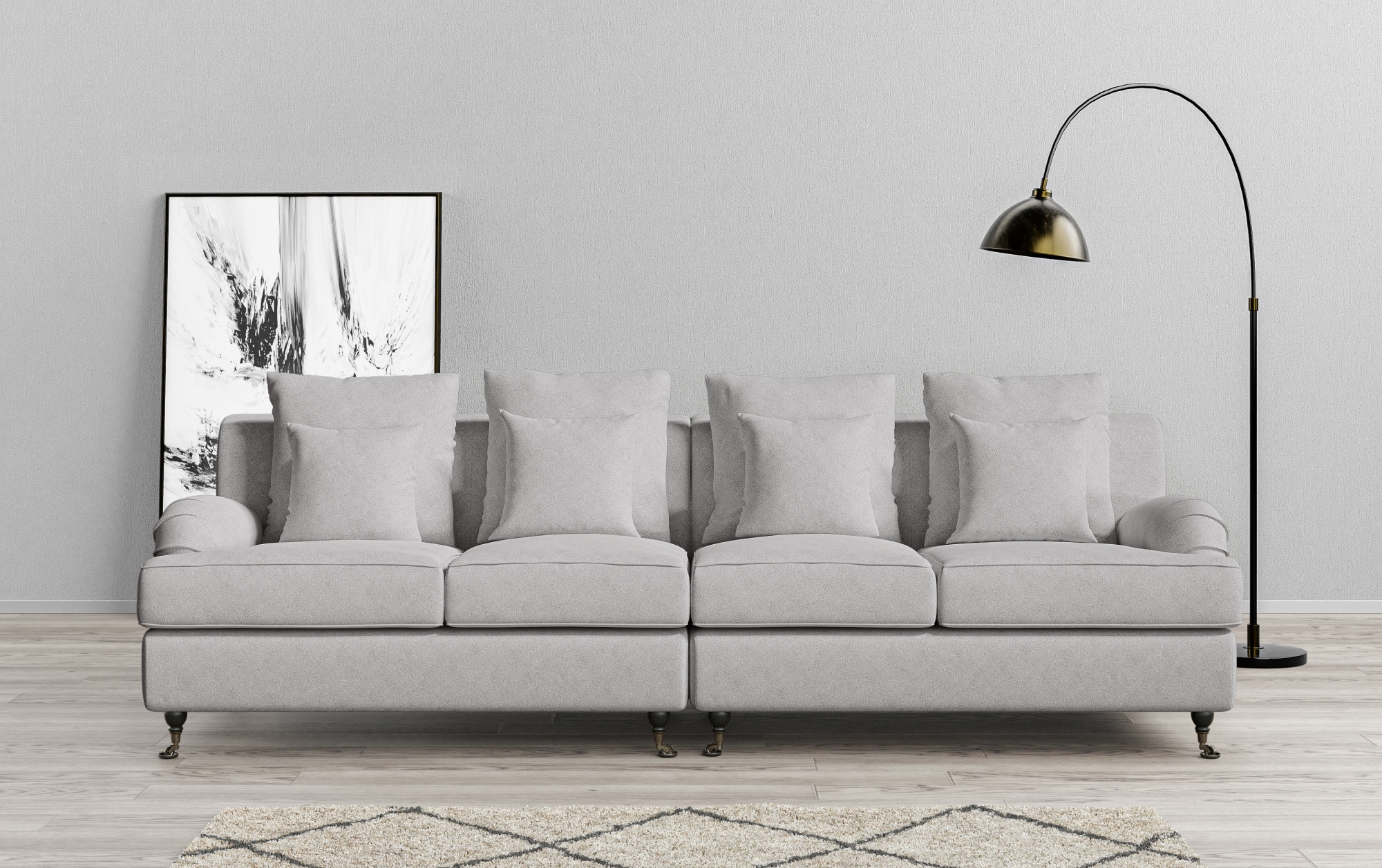 Home affaire Big-Sofa "NORIN", zwei Fußarten: vorne - Rollen, hinten - Holz günstig online kaufen