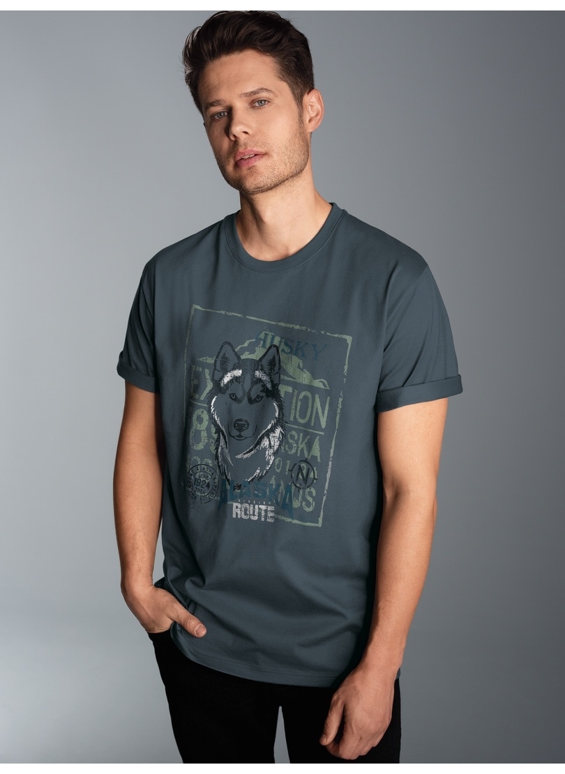 Trigema T-Shirt »TRIGEMA T-Shirt mit großem Husky-Printmotiv«, (1 tlg.)