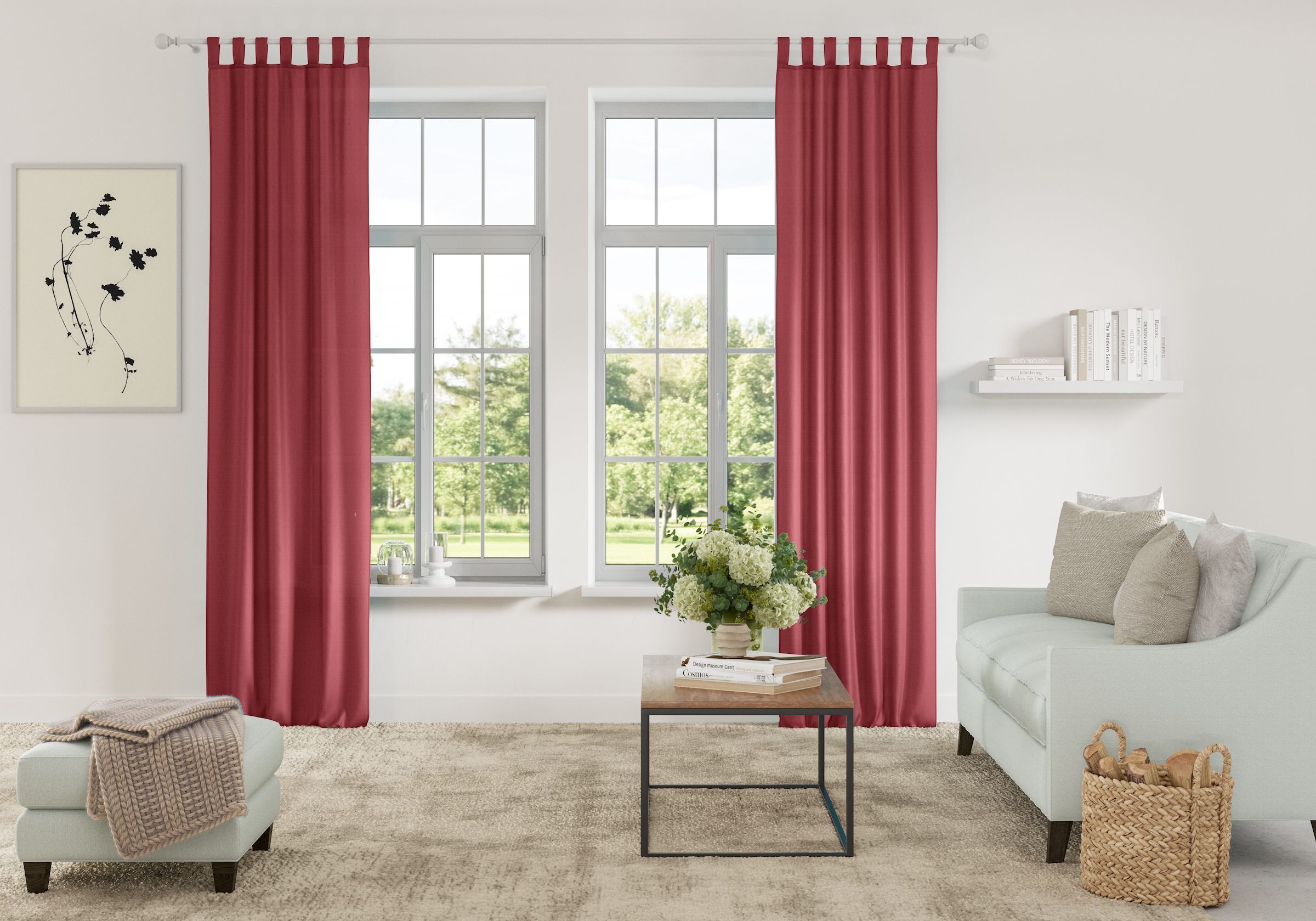 my home Vorhang "Parry" Schlaufen 2 Stk. tlg. 2-er Set, blickdicht, monochr günstig online kaufen