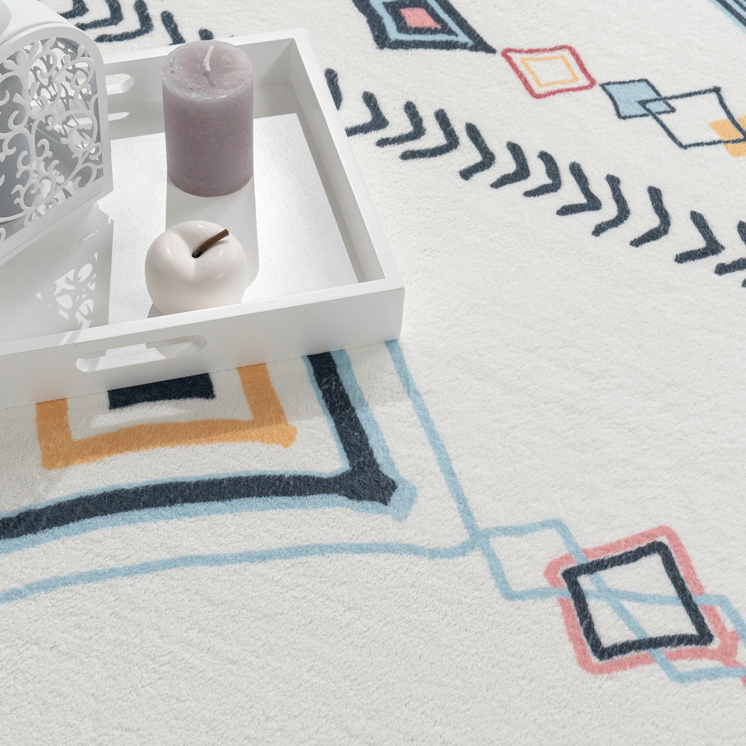 Paco Home Teppich »Luton 662«, rund, 12 mm Höhe, Kurzflor, Rauten Muster, Boho Design, Wohnzimmer, Esszimmer