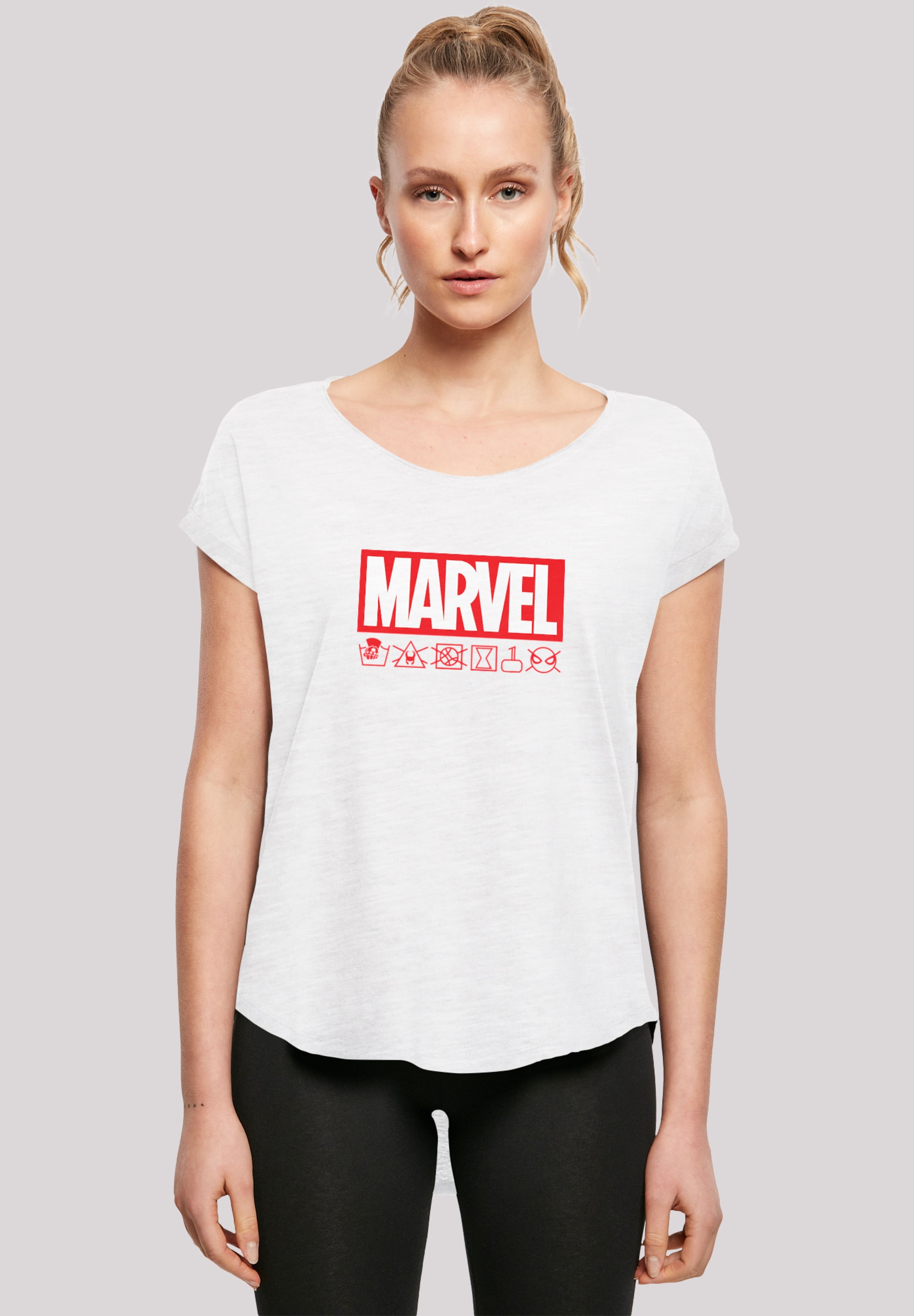 F4NT4STIC Kurzarmshirt »Damen Marvel Logo with | Ladies Long BAUR Care kaufen washed Slub (1 tlg.) Tee«