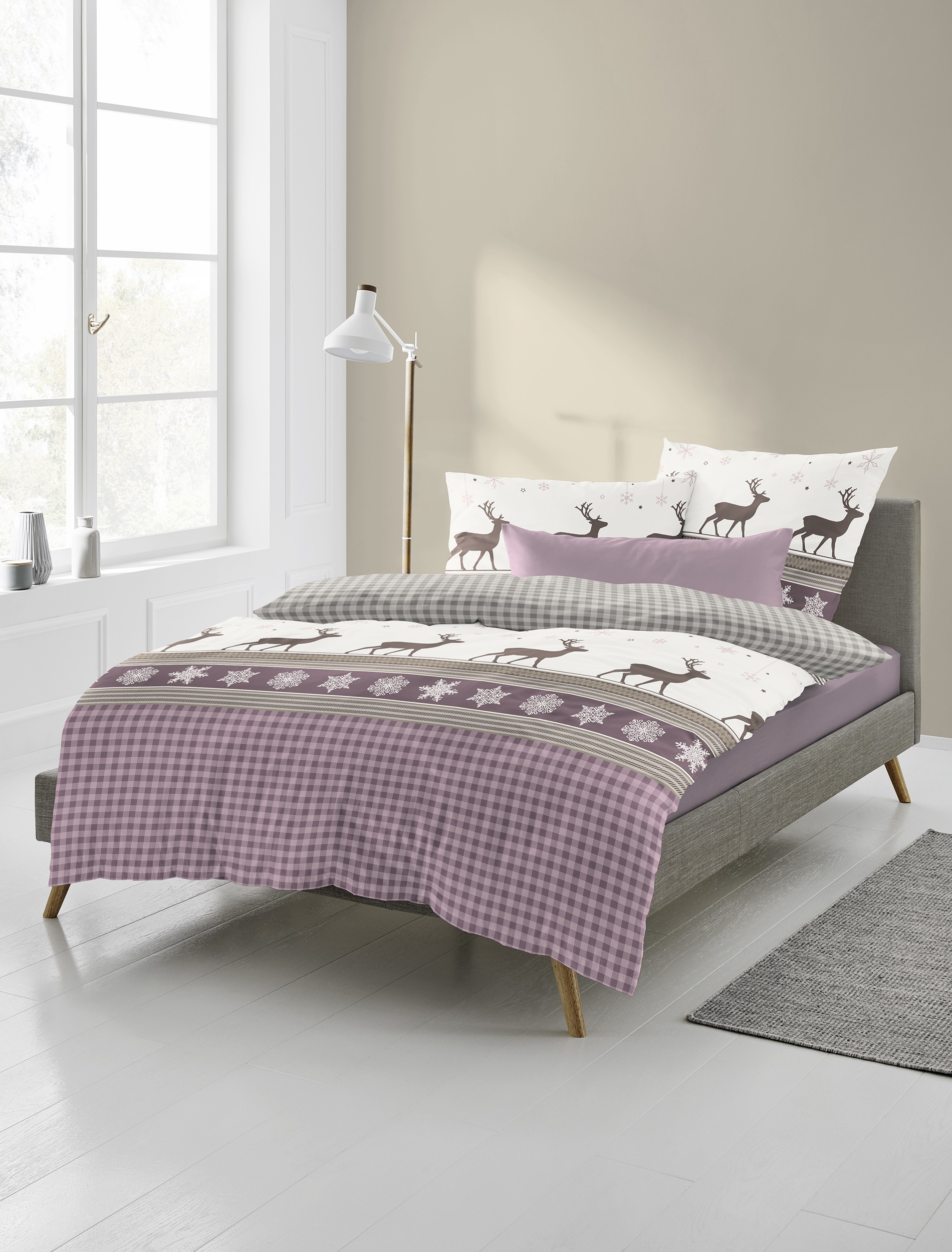 BIERBAUM Bettwäsche "Wichtel" 2 tlg. tlg. 100 % Baumwolle, Biber, unterschi günstig online kaufen