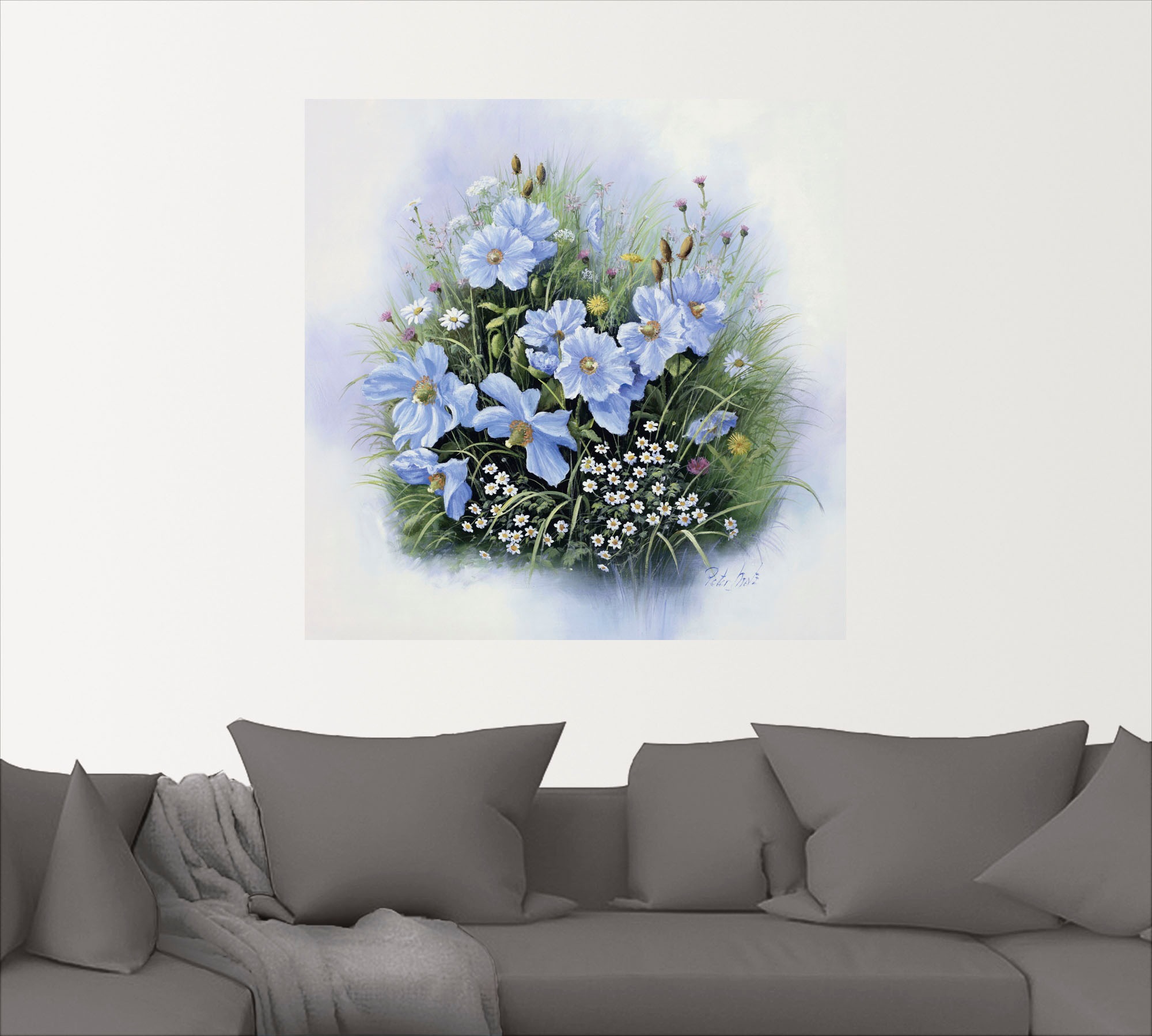 St.), Poster Friday Wandaufkleber Wandbild Leinwandbild, (1 Artland Größen BAUR versch. »Blaue Blumen, Black | als oder in Blumen«,