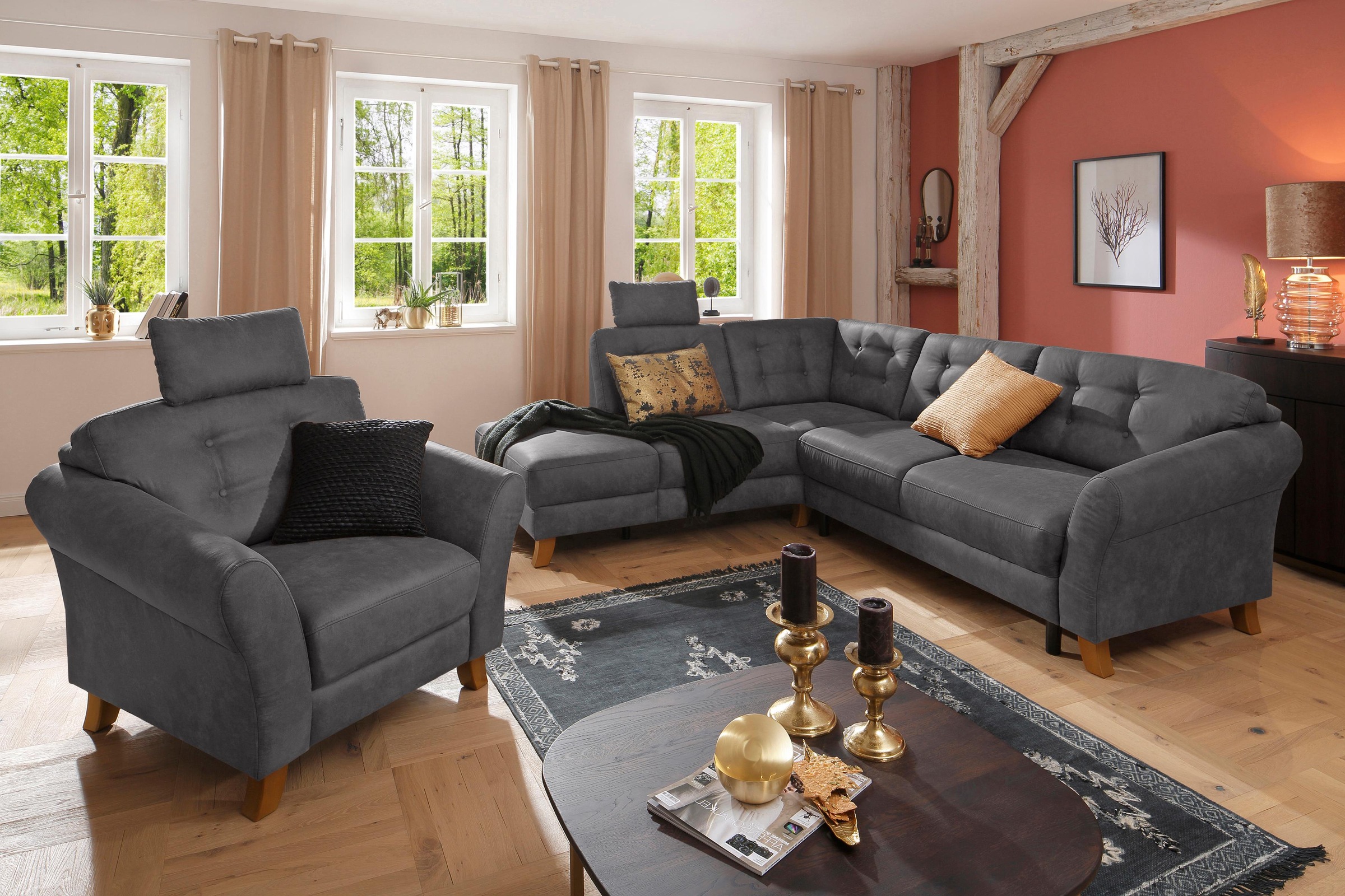 Home affaire Ecksofa »Trondheim L-Form«, mit Federkern