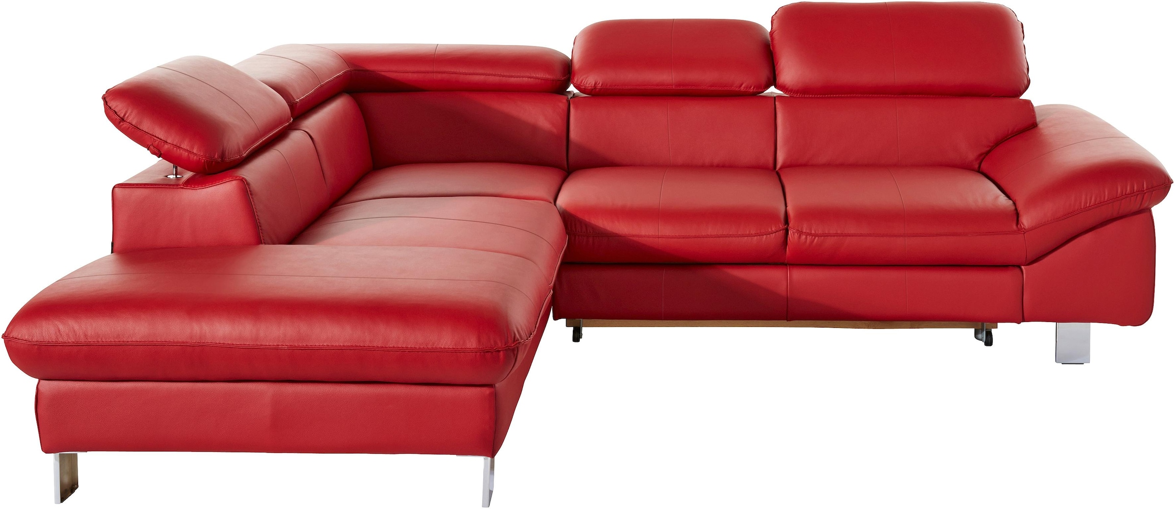 COTTA Ecksofa "Driver L-Form, B: 265 cm, moderne Couch mit Wellenunterfederung, Leder" inkl. 3x Kopfteilverstellung, optional mit Schlaffunktion + Stauraum