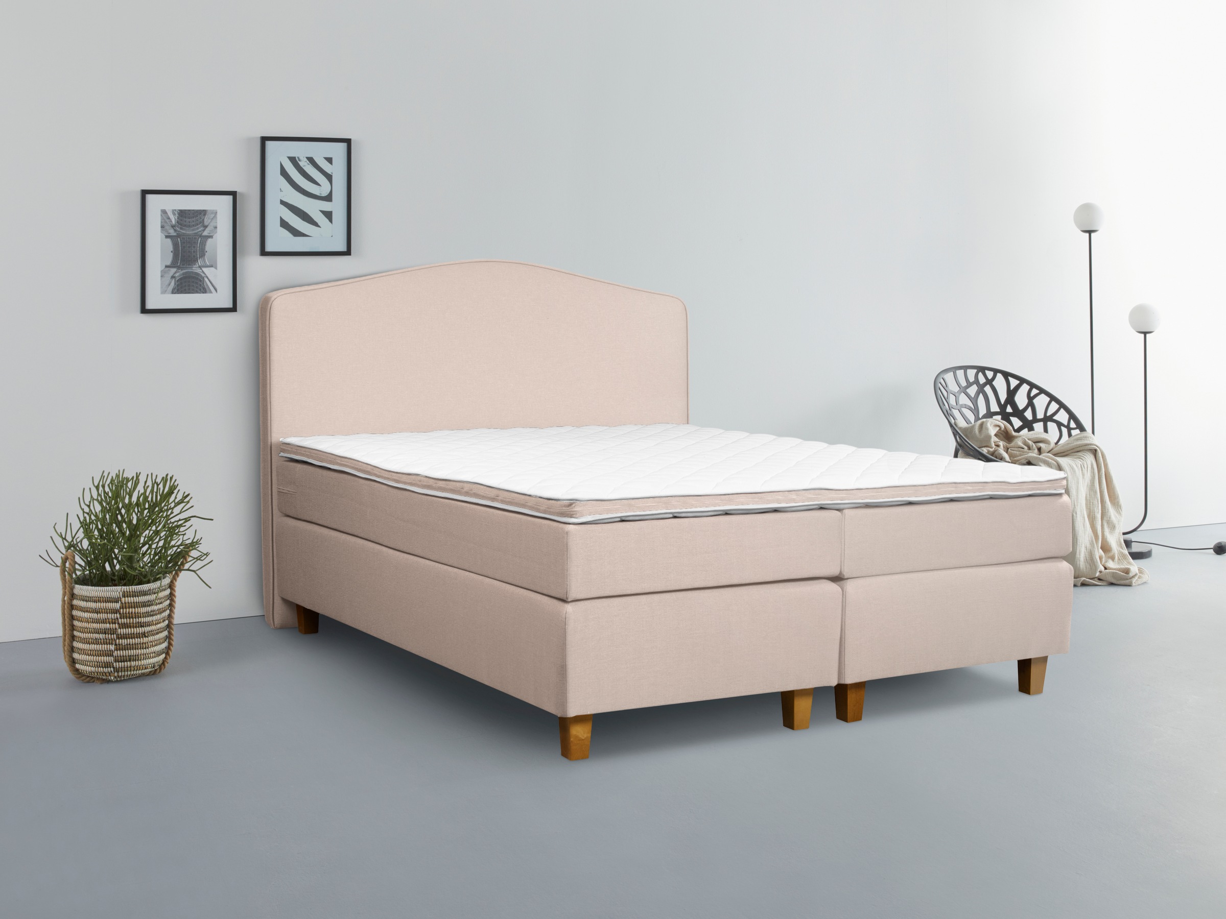 INOSIGN Boxspringbett "Jalma", Füße aus massiver Birke ; Inkl. Topper günstig online kaufen