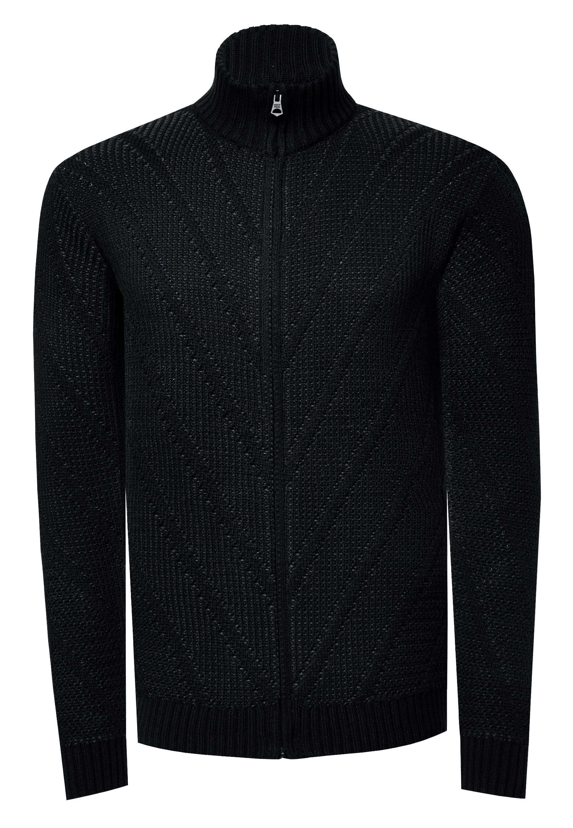 Thumbnail - Rusty Neal Strickjacke mit Stehkragen und durchgehendem Reißverschluss