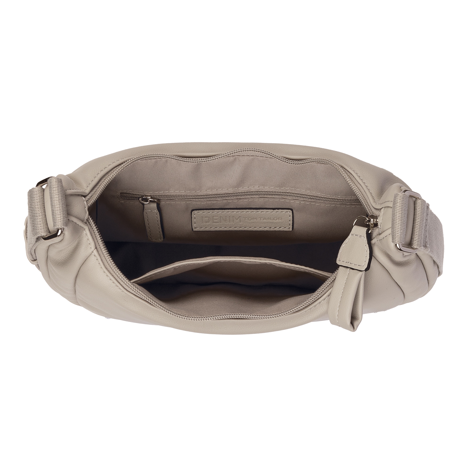 TOM TAILOR Denim Umhängetasche »Maye«, besondes soft wattiertes Lederimitat mit sportlichem Gewebeband