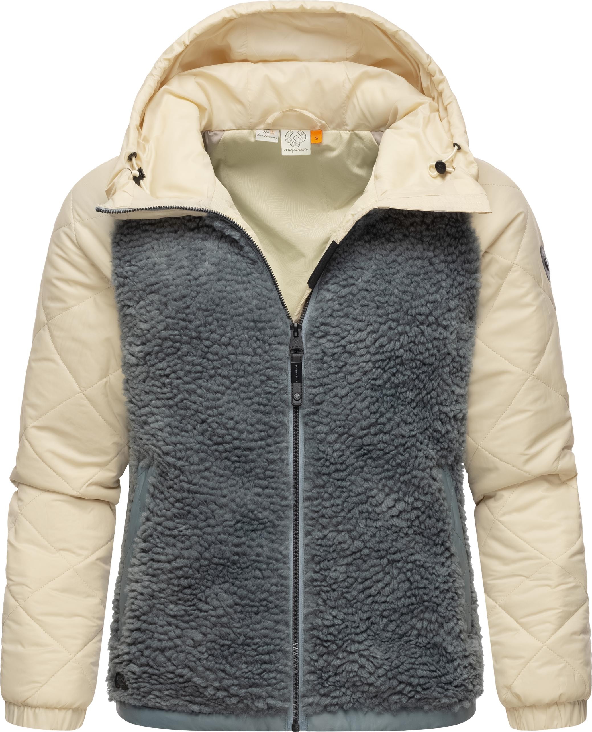 Ragwear Outdoorjacke "Leeloo", mit Kapuze, Damen Übergangsjacke aus Teddy-Kunstfell mit gesteppten Ärmeln