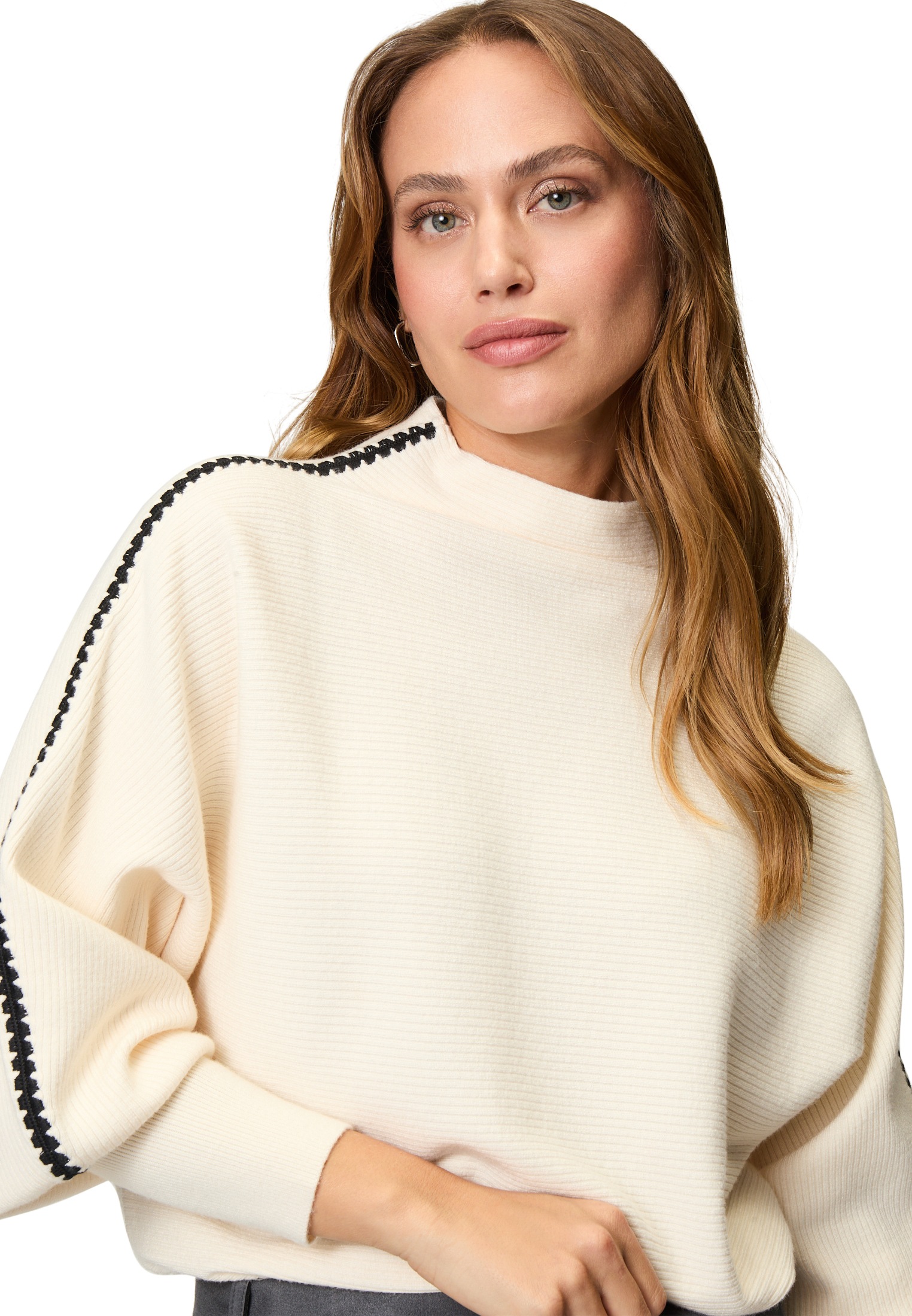 Zero Strickpullover »zero Pullover mit Kontraststreifen«, (1 tlg.), weiteres Detail