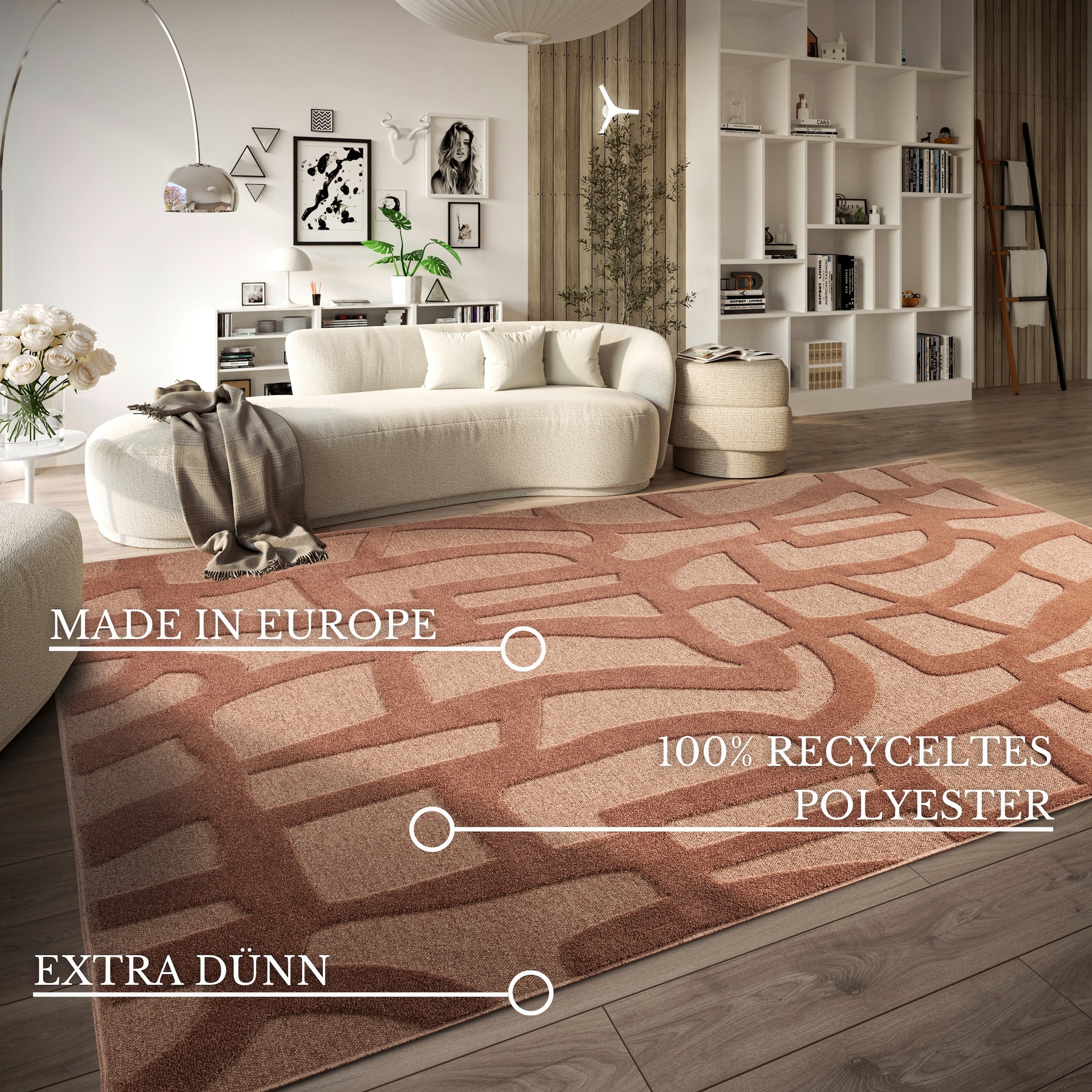 Villeroy & Boch Teppich »Therese«, rechteckig, 5,5 mm Höhe, Wohnzimmer, Schlafzimmer, Modern, Hoch-Tief Effekt, Flur