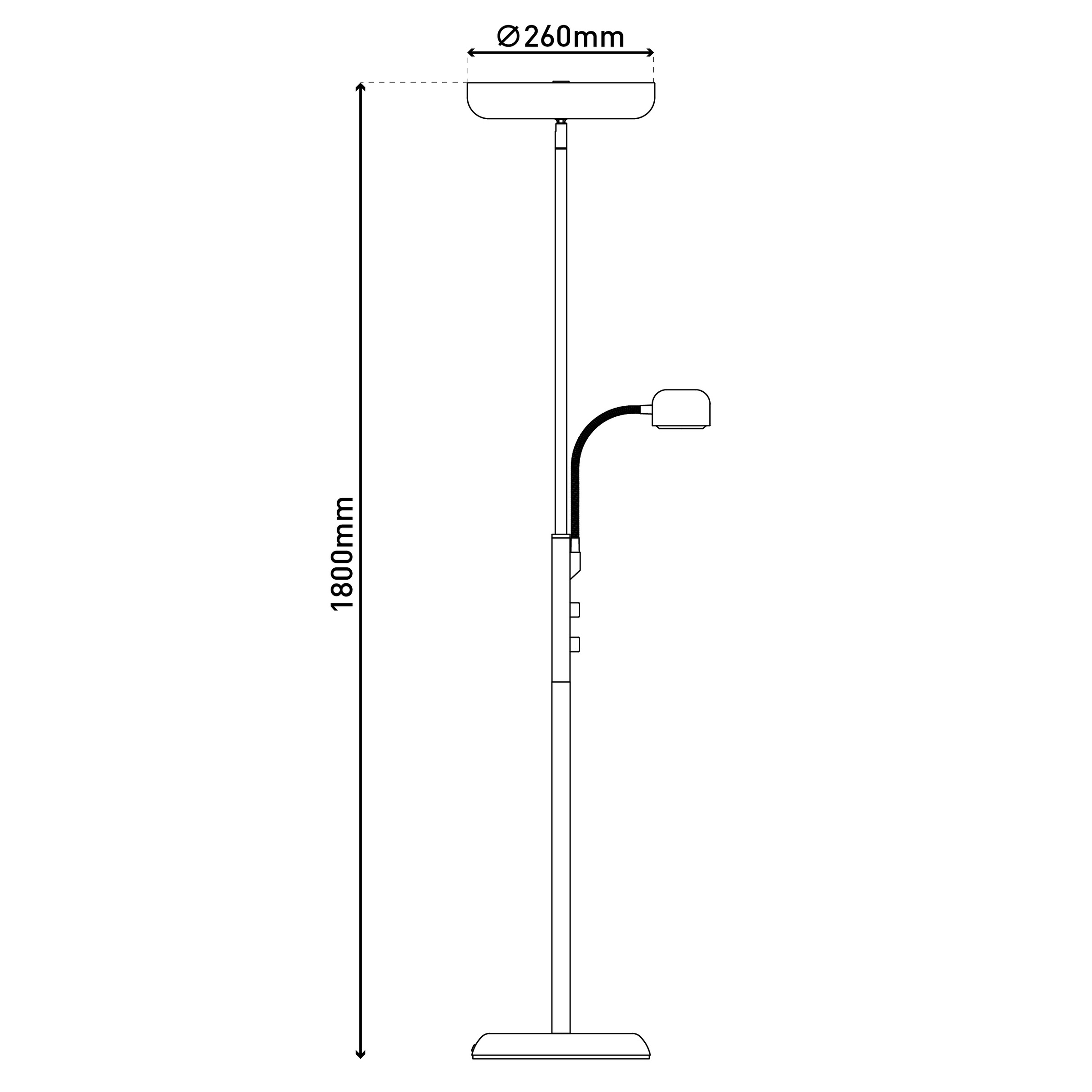 näve LED Stehlampe »Romis« LED-Modul 1 Stk. Warmweiß mit Lesearm, dimmbar per Drehschalter, LED warmweiß, H: 180cm