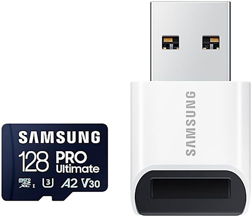 SAMSUNG Speicherkarte "PRO Ultimate microSD 128GB", 128 GB, blau, Speicherkarten