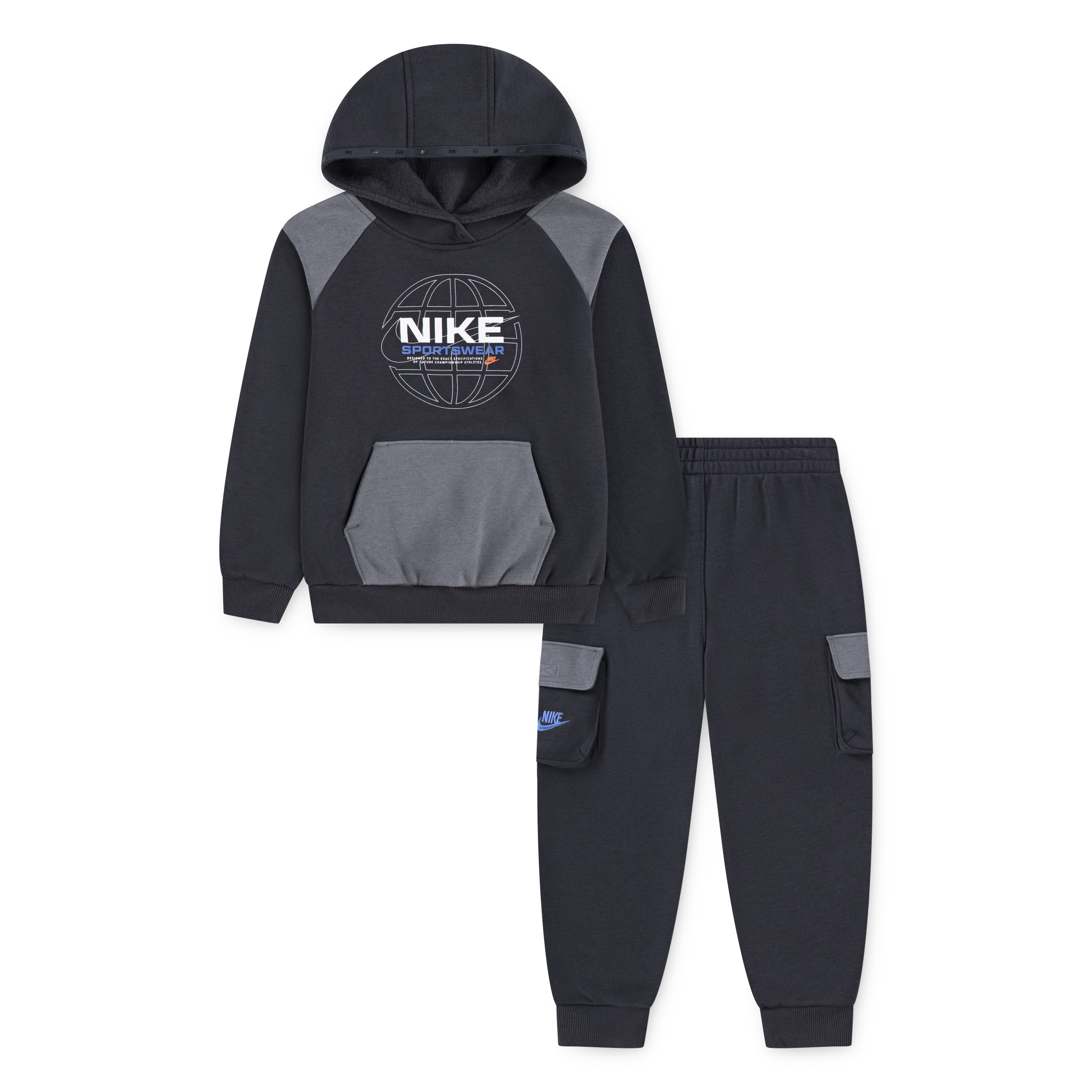 NIKE SPORTSWEAR Jungen Jogginganzug "NKB B NSW FS FLC UTILITY PO SE"dk smoke grau, Gr. 116, Obermaterial: 60% Baumwolle, 40% Polyester, Sportanzüge,