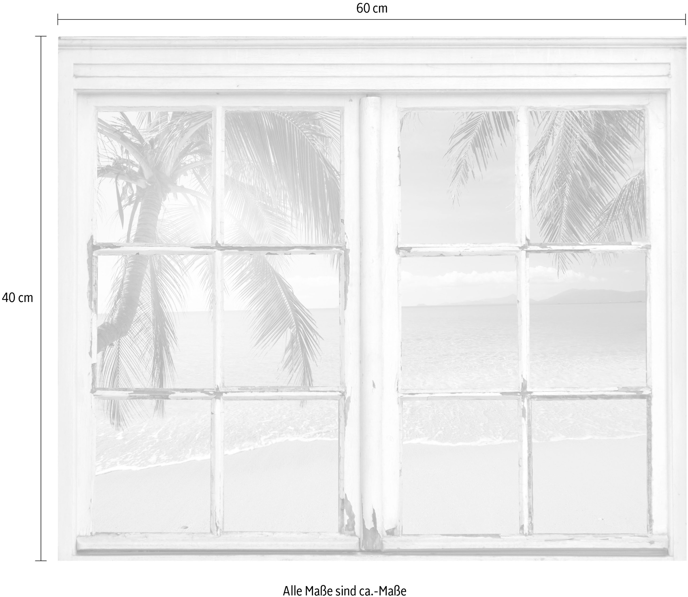 Wandsticker QUEENCE "Strand", beige (natur), B:40cm H:60cm T:0,1cm, Wandtattoos, Wandsticker, Wandbild, selbstklebend, 3D, Fenster 2