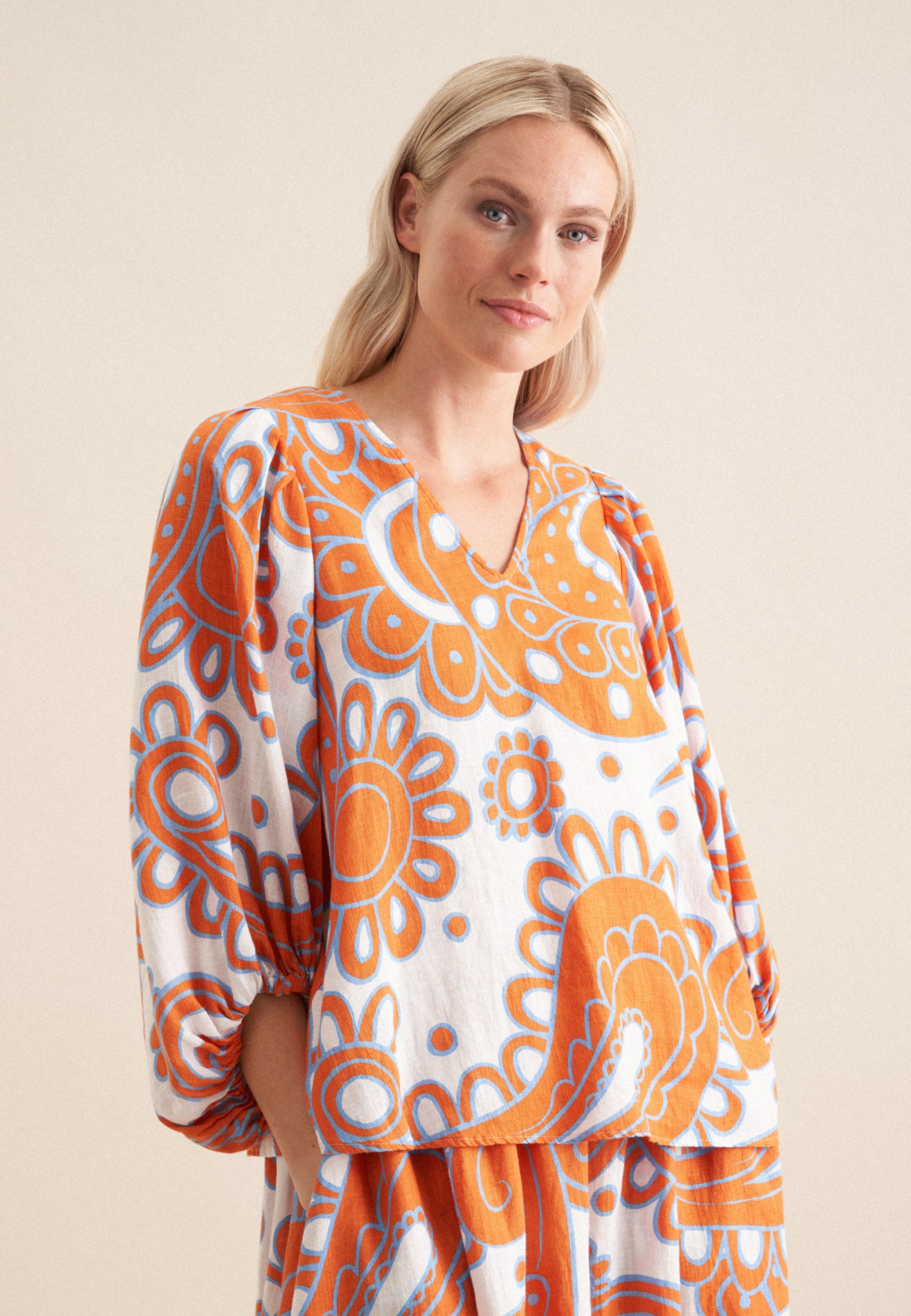 seidensticker Shirtbluse "Schwarze Rose", 3/4 V-Neck Paisley günstig online kaufen