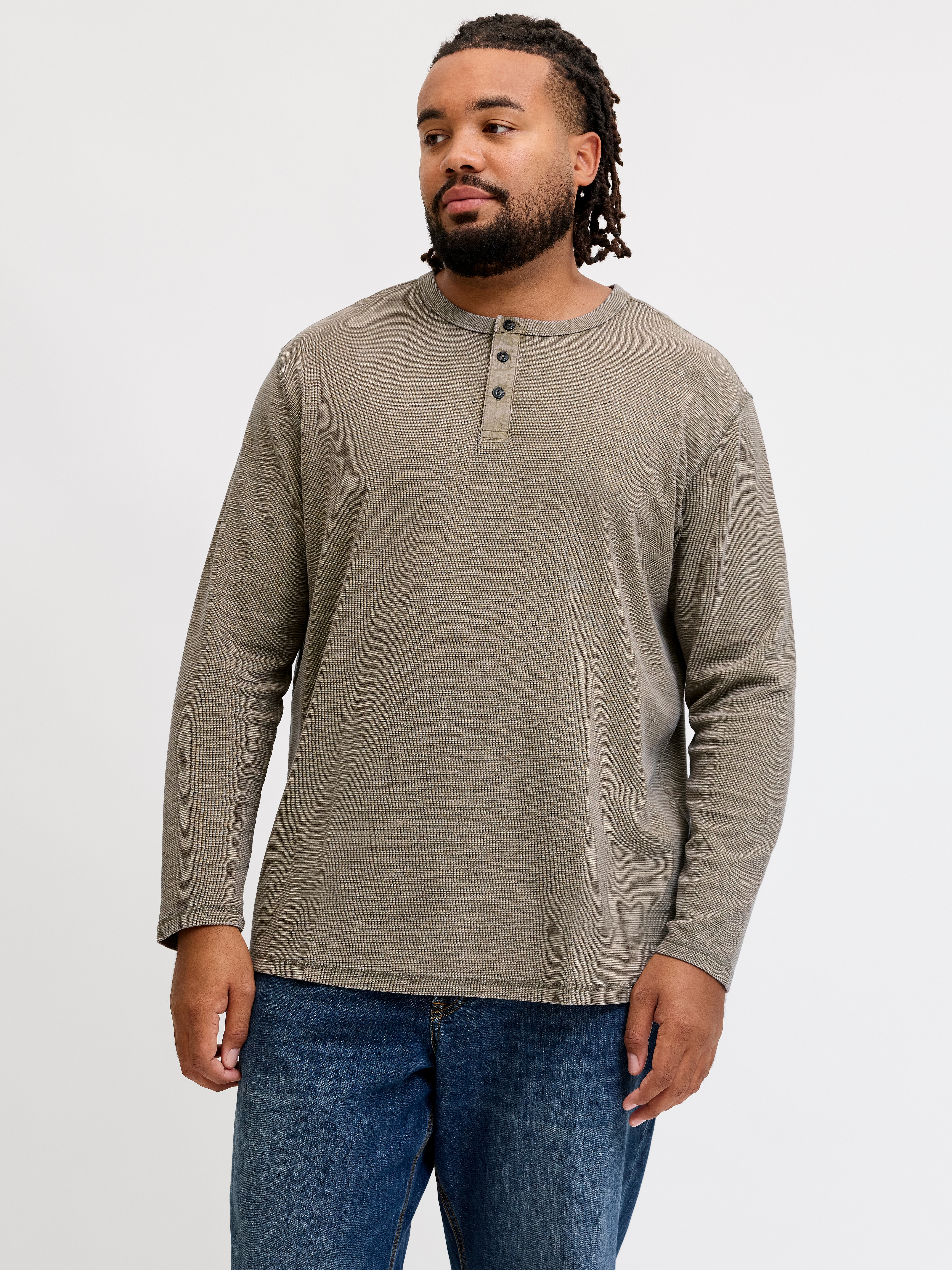 Jack & Jones PlusSize "JPRBLUAARON LS HENLEY TEE PLS" Baumwollmischung, regular fit
