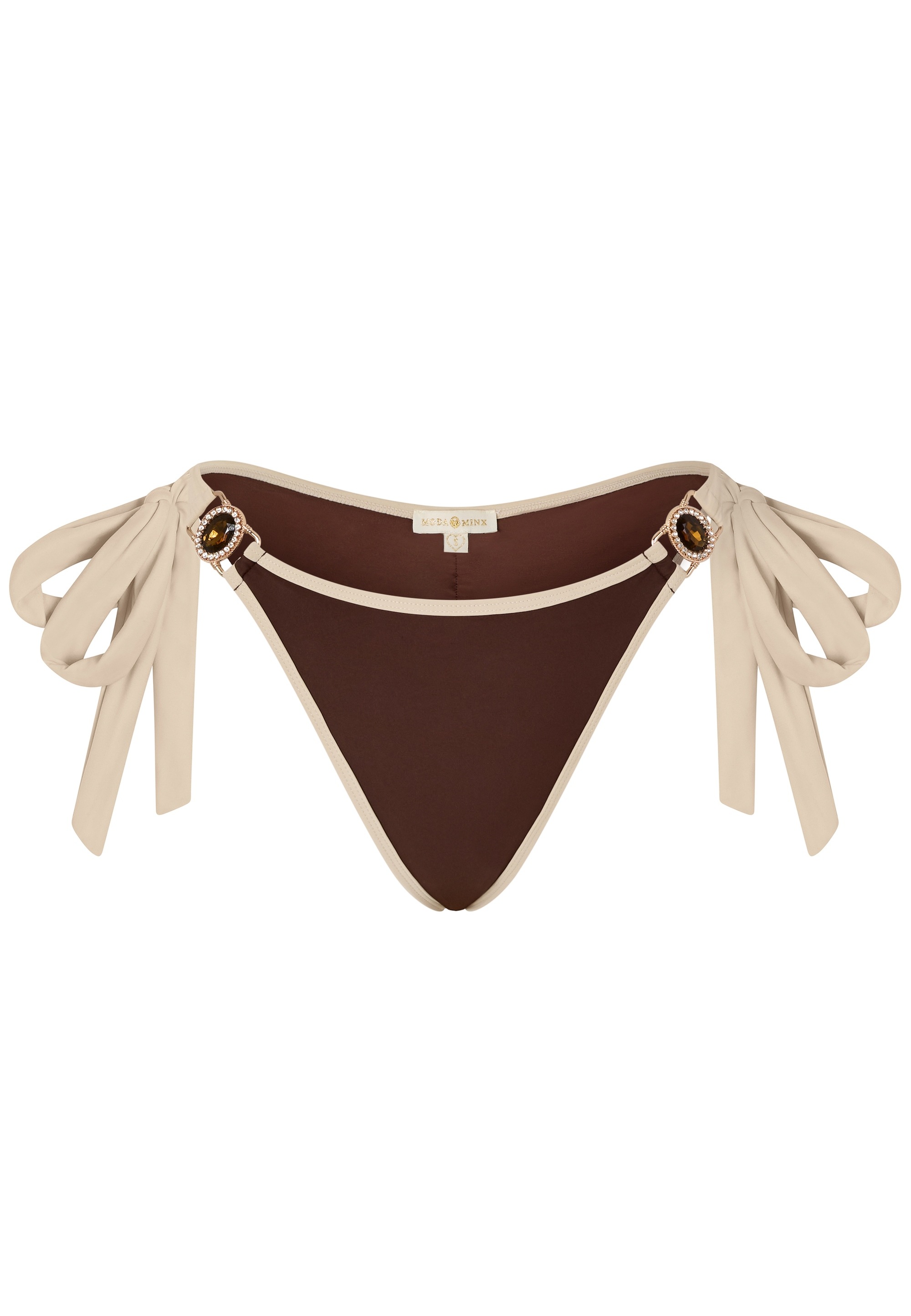 Moda Minx Bikini-Hose »Contrast Binding Amour Tie Side Brazilian«, (1 St.), mit angesagtem Kontrast-Design und Steinbesatz