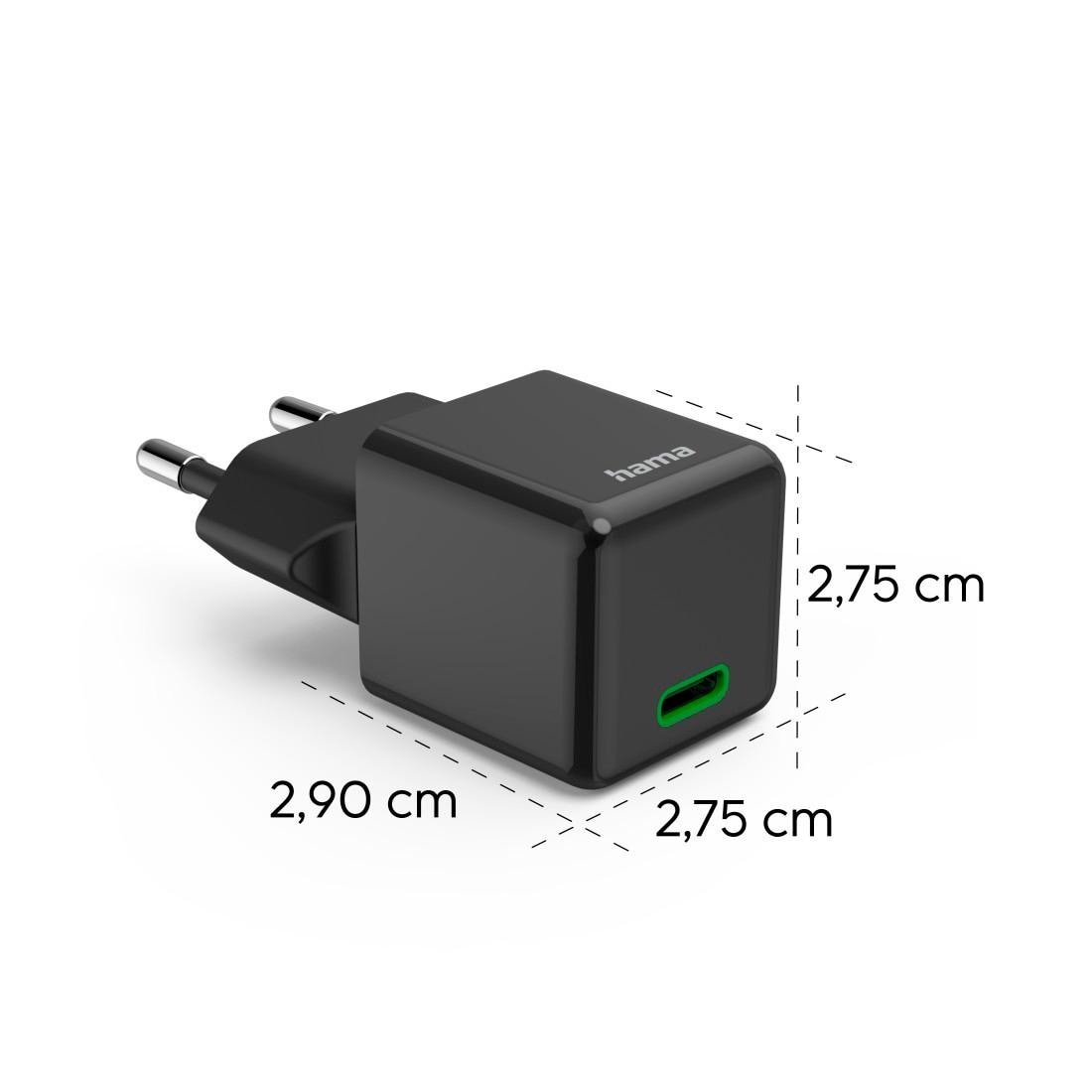 Hama Schnelllade-Gerät »Schnellladegerät (USB-C, PD/QC, extraklein 2,9 x 2,75 x 2,75 cm, 25 W)«, (1 St.)